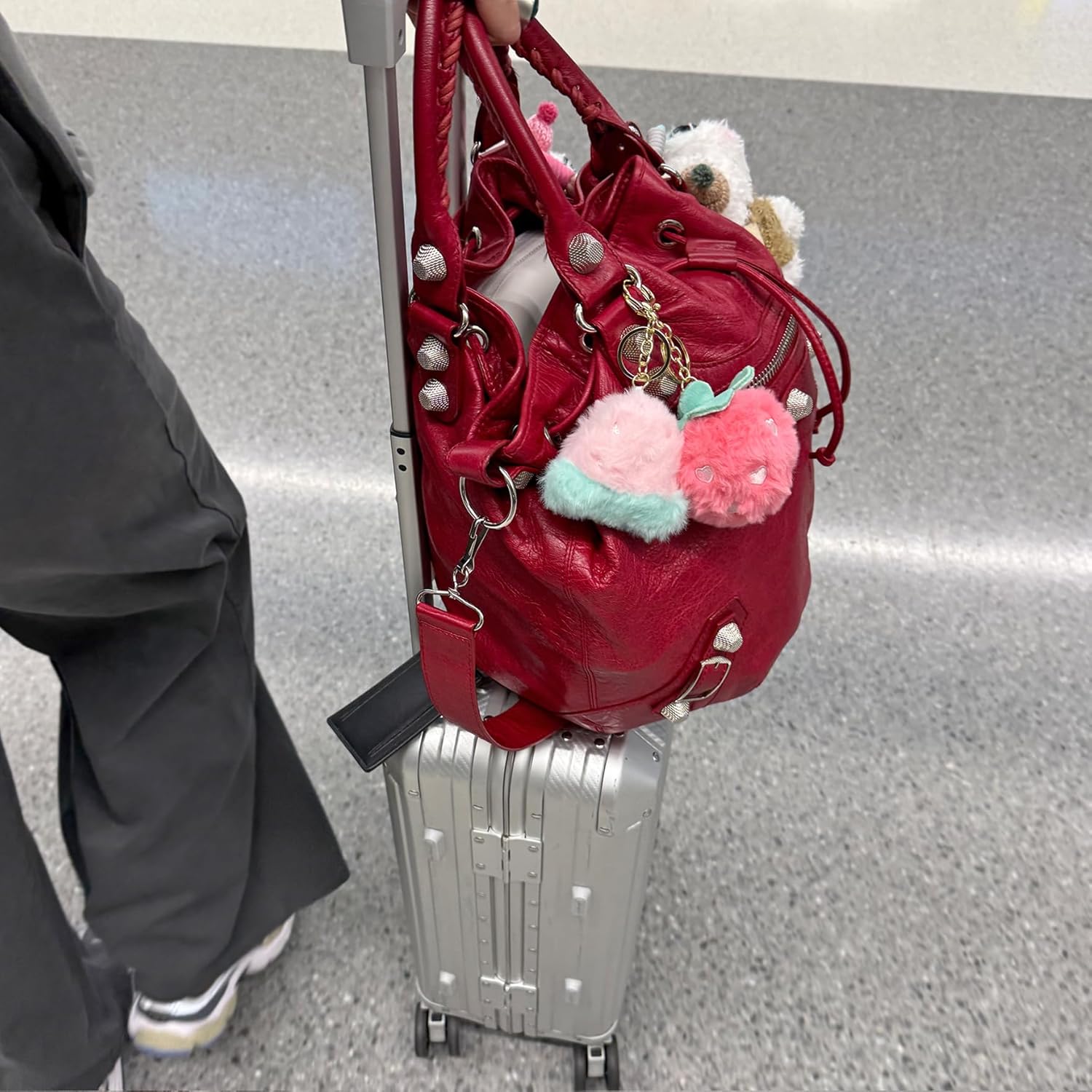 Strawberry Plush Bag Charm Keychain - Image 6