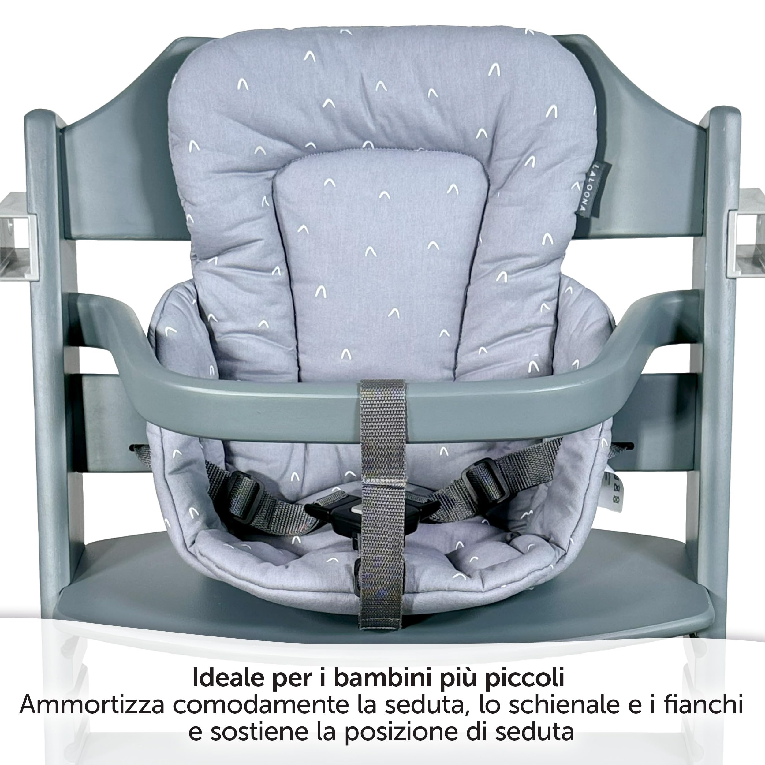 LaLoona Cuscino Riduttore Seggiolone Per Safety 1st/Bebeconfort Timba - Riduttore Seggiolone Pappa Bimbo Morbido, OEKO-TEX Standard 100, Lavabile in Lavatrice - Grigio