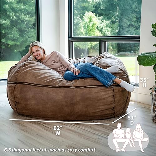 Miniatura 458 de Big Joe Wild Things Foam Filled Animal Bean Bag Chair with Removable Cover, Francesca Feline Snugglepuff, Soft Faux Fur, 3 feet Big