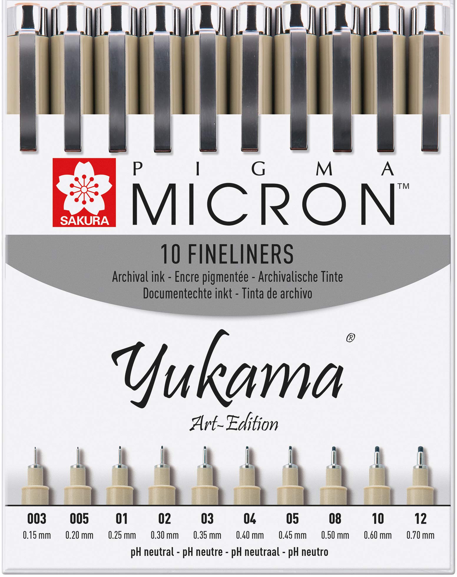 Sakura Pigma Yukama® Art Edition Rotuladores de punta fina, 10 unidades, nro. 003-12, negro