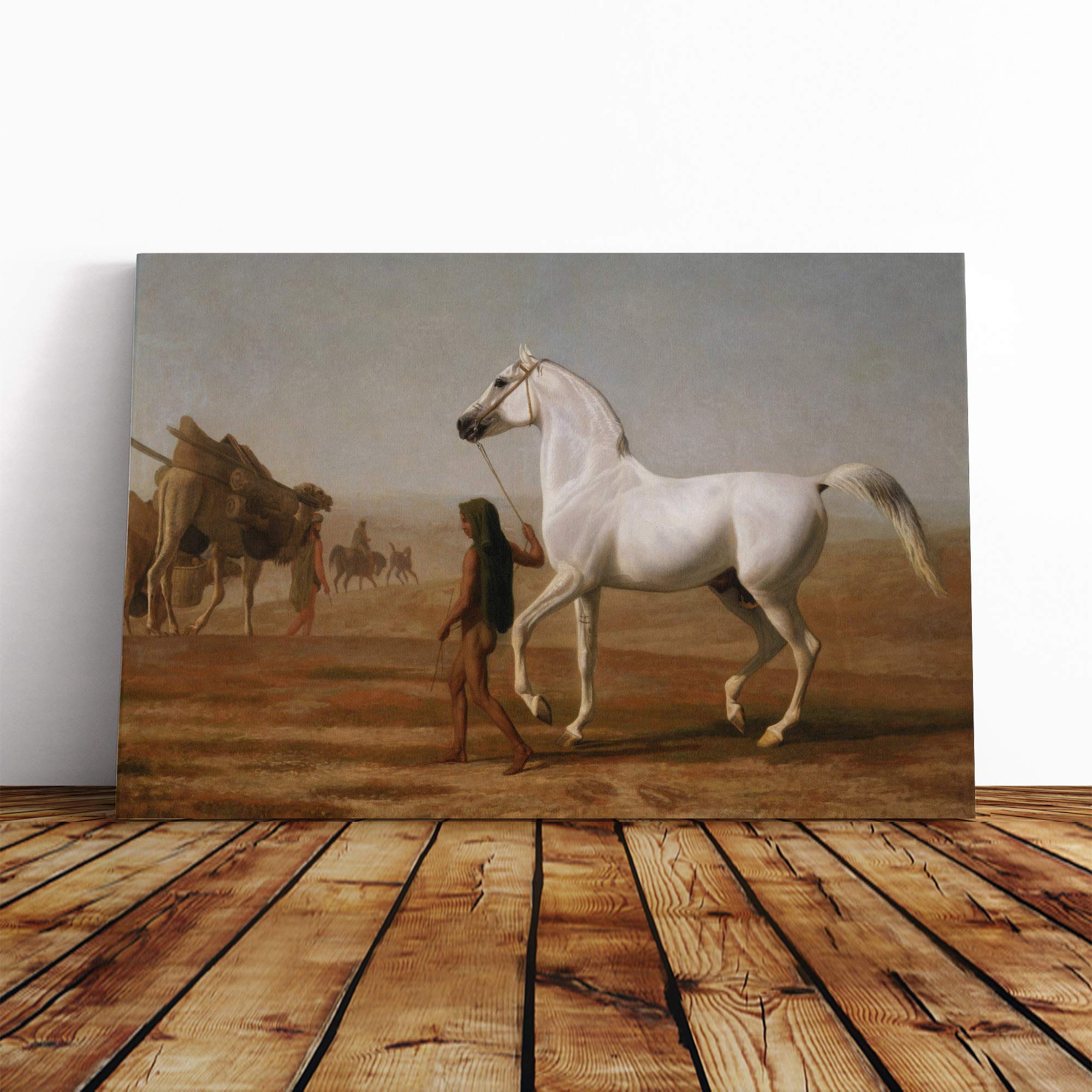 Jacques-Laurent Agasse The Wellesley Grey Arabian Canvas Print | Gallery Wrapped 30mm Frame Wall Art | 24x16 inches | Ready to Hang | Modern Picture | Living Room Bedroom Lounge Office