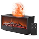 Fireplace Flame Air Diffuser Humidifier,7 Colors Aromatherapy Essential Oil Diffuser, 150ml Ultrasonic Aroma Humidifier with Remote Control & Timer for Bedroom, Home, Office, Yoga (Black)