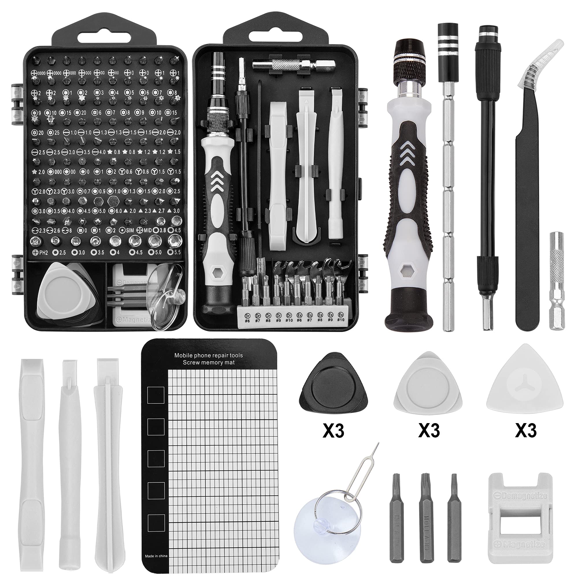 Precision Screwdriver Kit, XOOL 138 in 1 Electronics Repair Tool Magnetic Driver Kit with 117 Bits, Flexible Shaft, Extension Rod for Computer, Laptop, iPhone, Game Console, PC, Tablet(Gray)