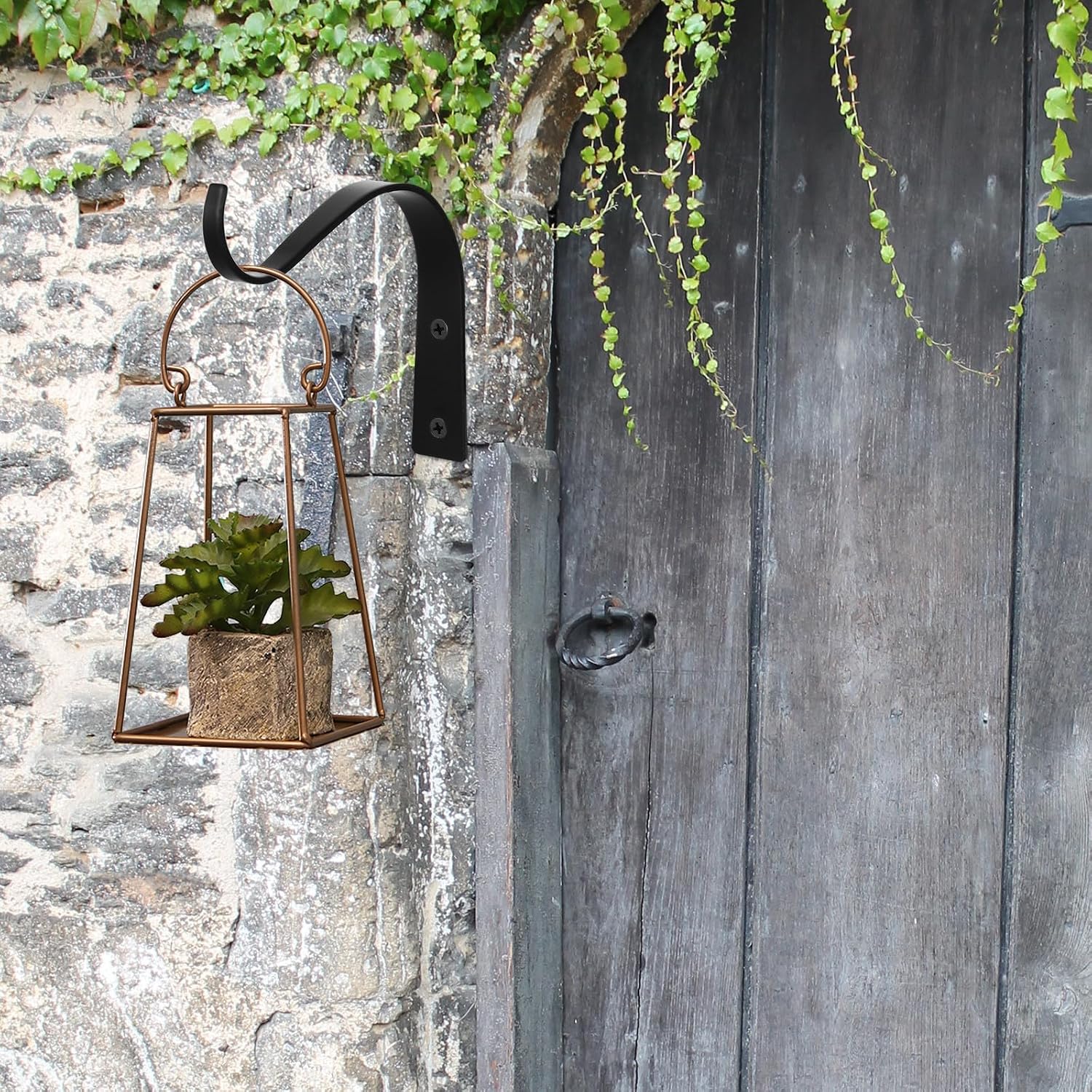 5-inch Metal S-Shaped Wall Plant Hook for Hanging Flower Baskets and Lanterns, 2pcs Wall Mounted Upturned Hooks for Indoor Outdoor Garden Planter Hangers