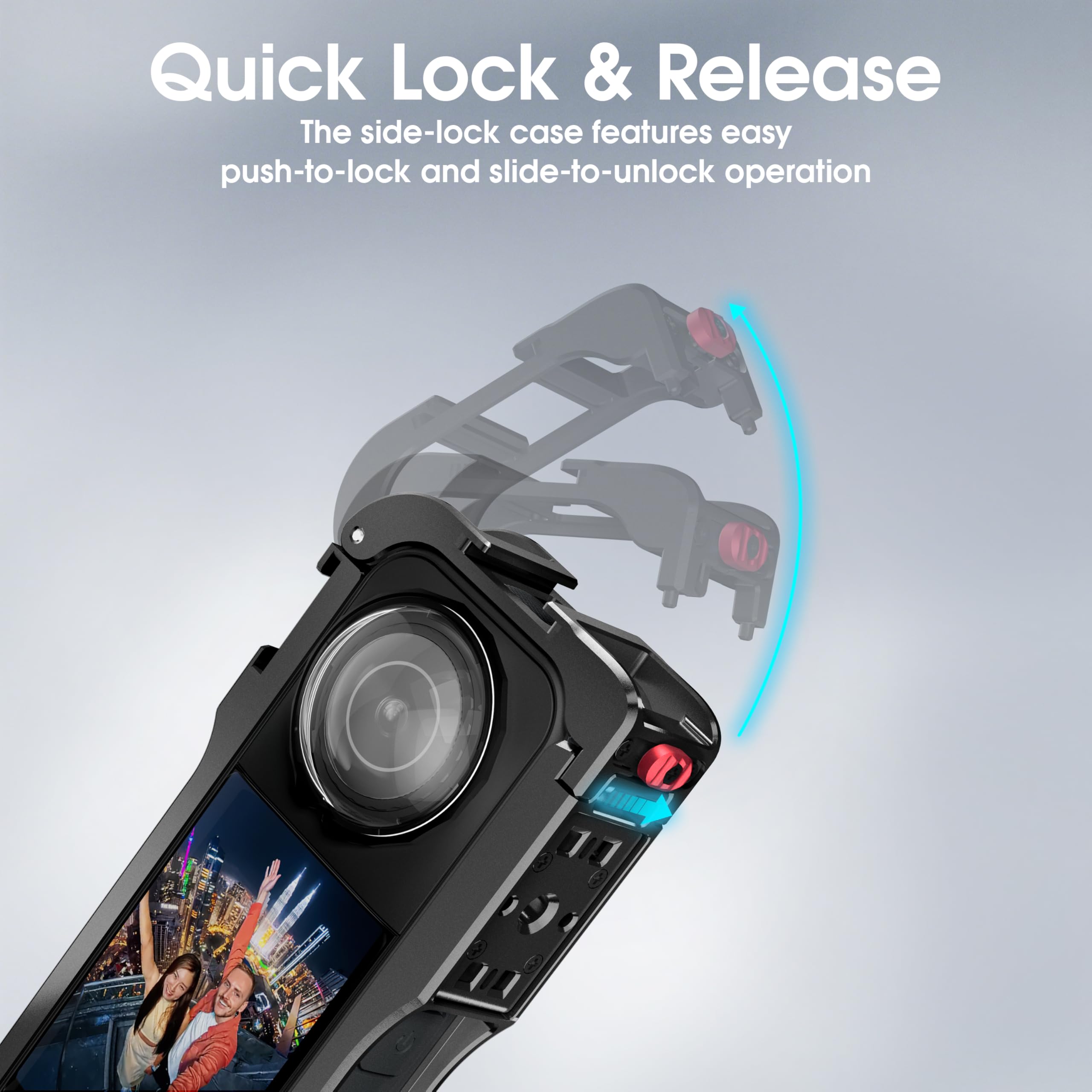 Marco de utilidad para Insta360 X5, carcasa metálica para accesorios Insta 360 X5, jaula protectora con tapa de lente de silicona, agujeros roscados de 1/4" y zapatos fríos, diseño de liberación