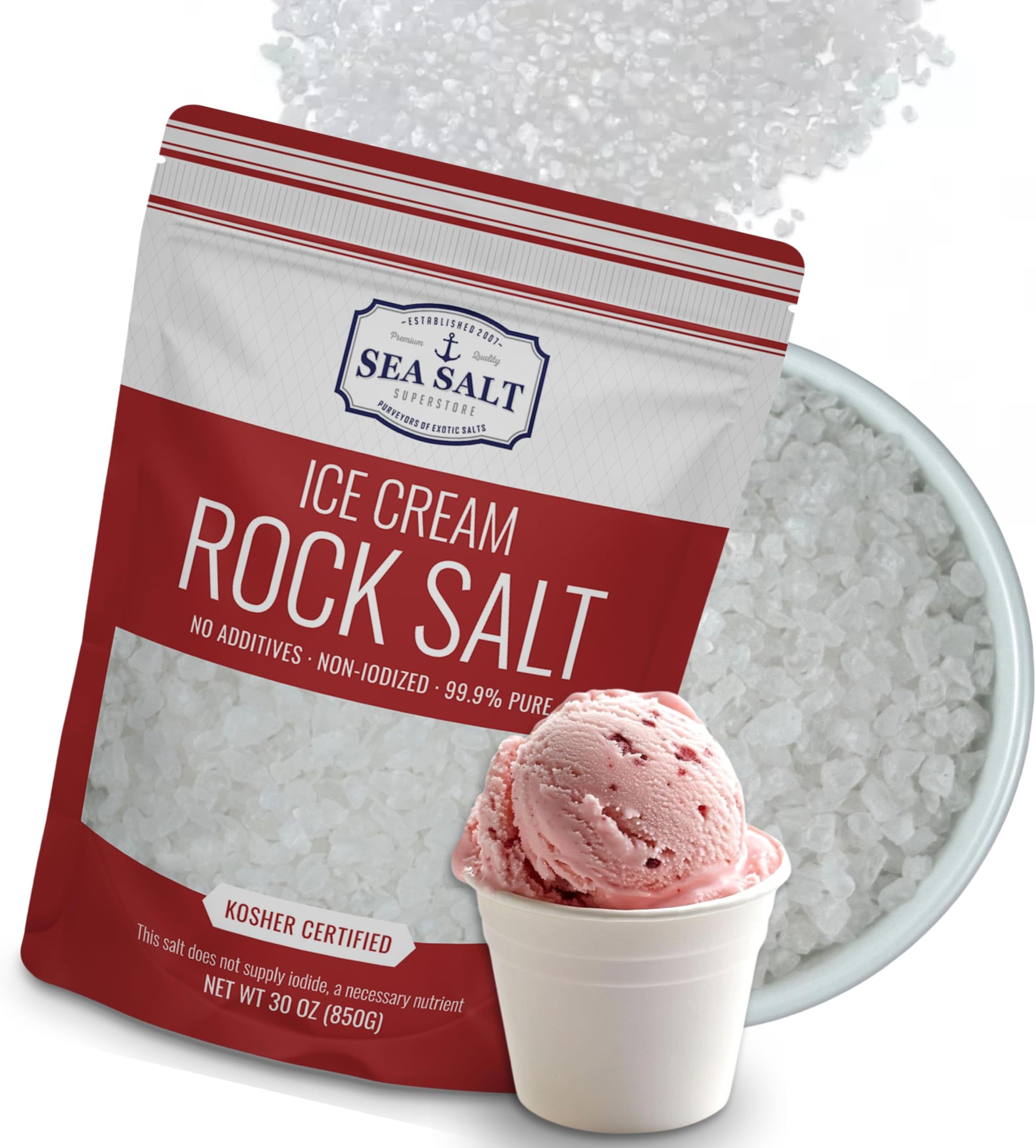 - Rock Salt for Ice Cream Making, Universally Compatible Coarse and Non-Iodized Salt for All Ice Cream Maker, 30 oz Bag