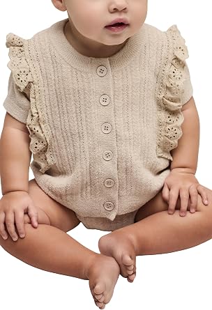 Barefoot Dreams CozyChic Ultra Lite Baby Set with Cotton Eyelet Ruffle