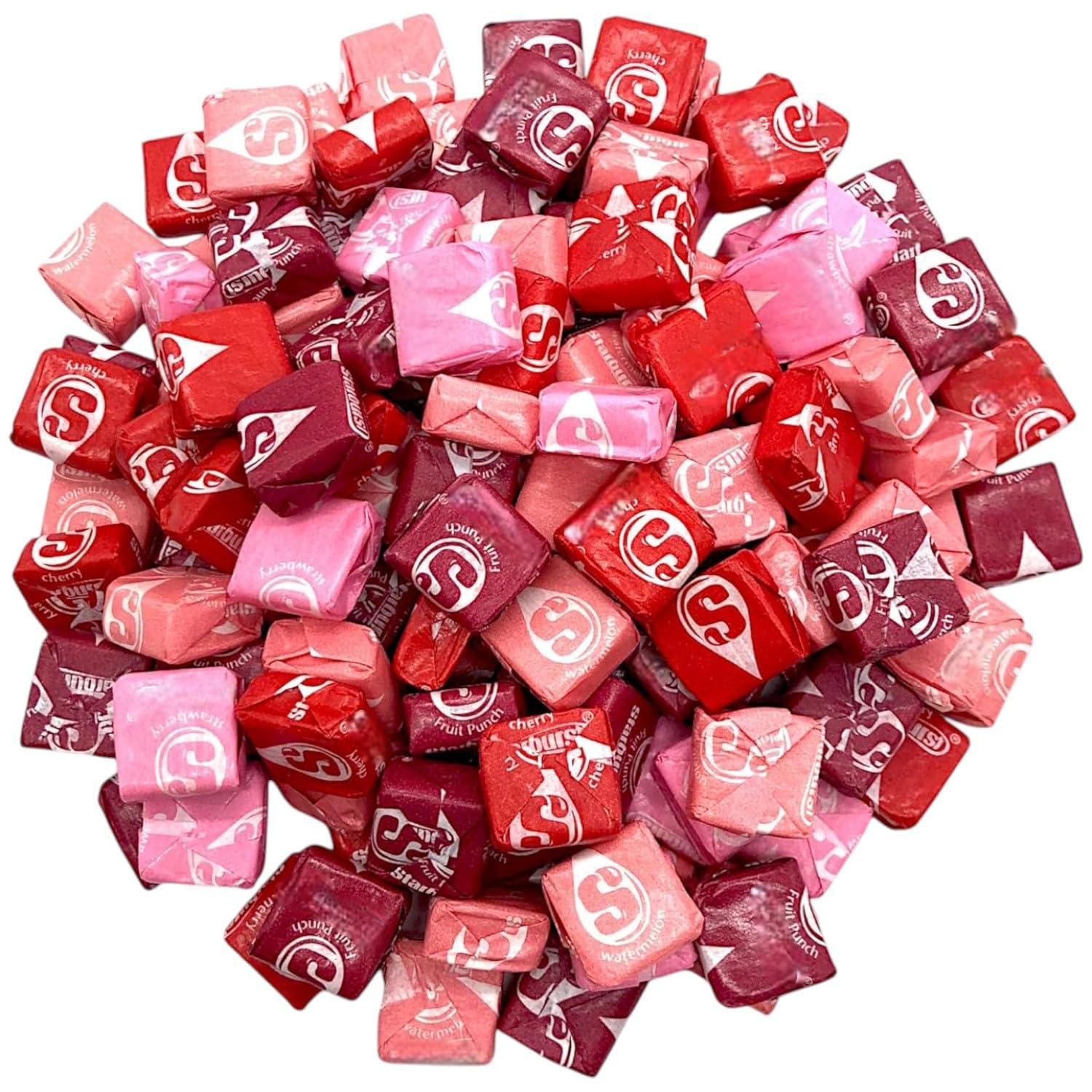Str Burst Fave Red Candy Bulk - 1.5 lbs Assorted Juicy Flavors of Cherry, Strawberry, Fruit Punch, and Watermelon - Individually Wrapped-Perfect for Parties, Celebrations, and More(24 oz)