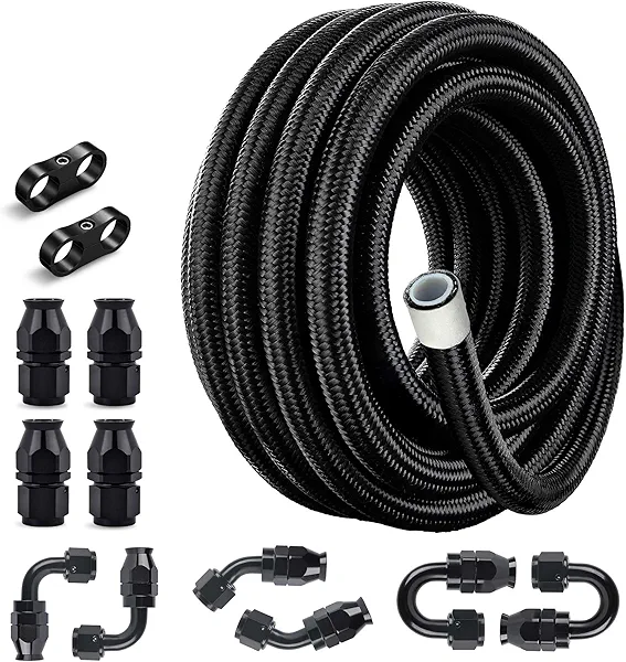 EVIL ENERGY 8AN PTFE Fuel Line Kit,E85 Nylon Braided Fuel Hose 20FT AN8 PTFE Fuel Line Hose(12/32Inch ID)