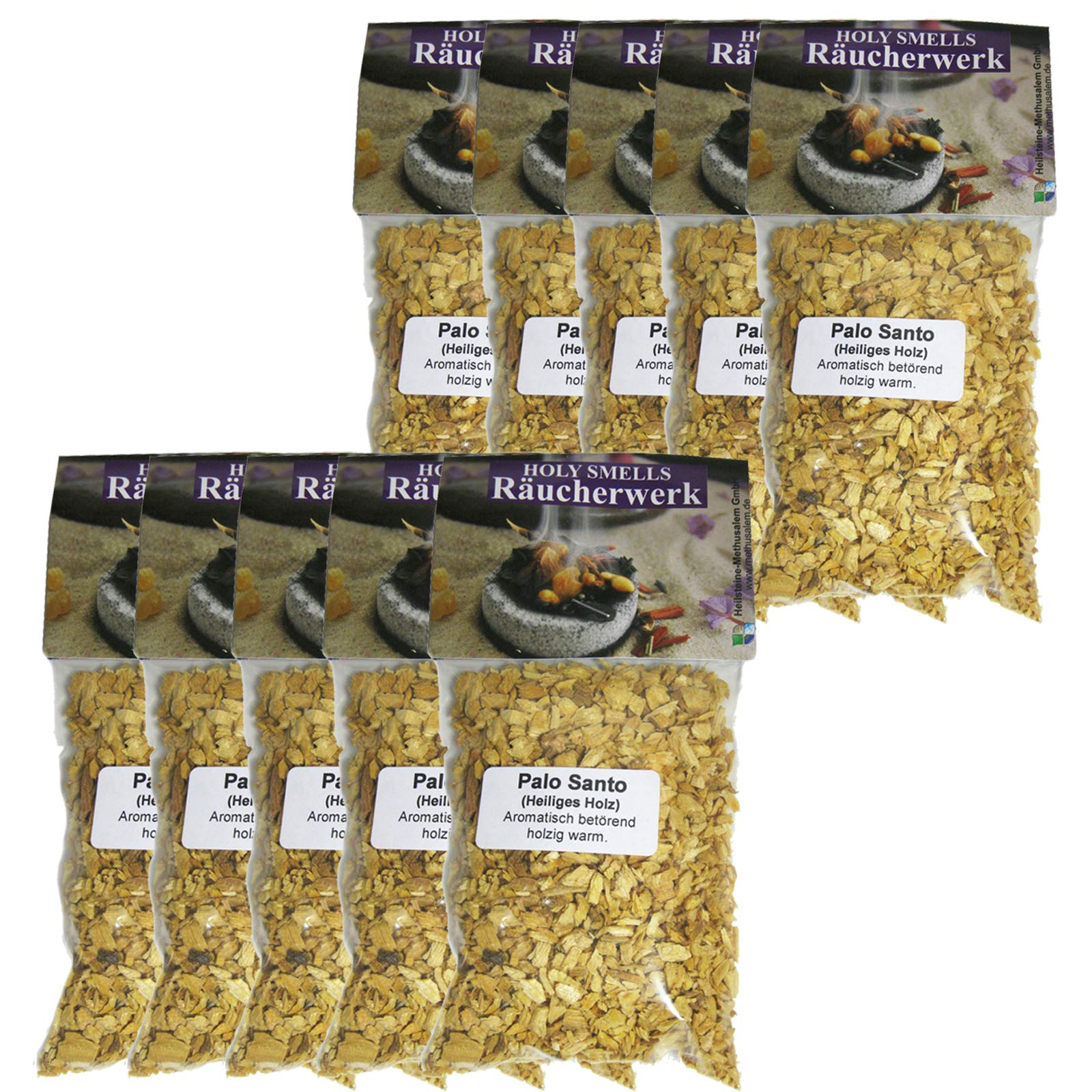 Palo-Santo Räucherholz Holz Granulat zum räuchern 10x 60ml Räucherwerk für Rauhnächte + Schutz + Hausreinigung + Meditation. Mit Räucheranleitung, Beschreibung Indianisches Räucherwissen. 81053-4