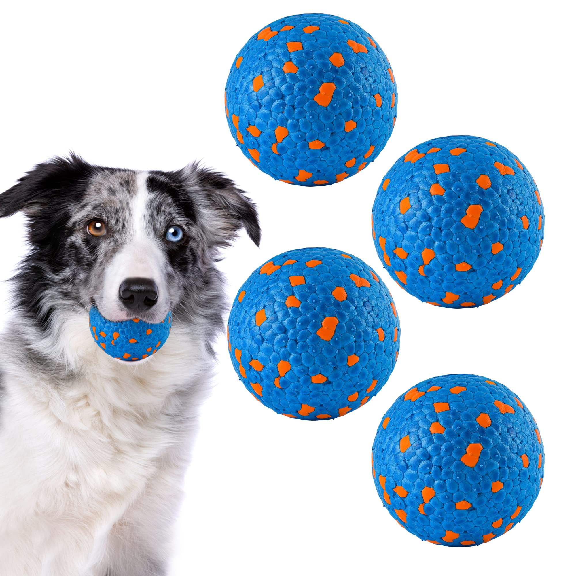 SUNNEKO Dog Balls for Large Medium Small Dogs Bouncy Tennis Ball for Aggressive Chewers Durable Water Toy for All Life Stages Labrador