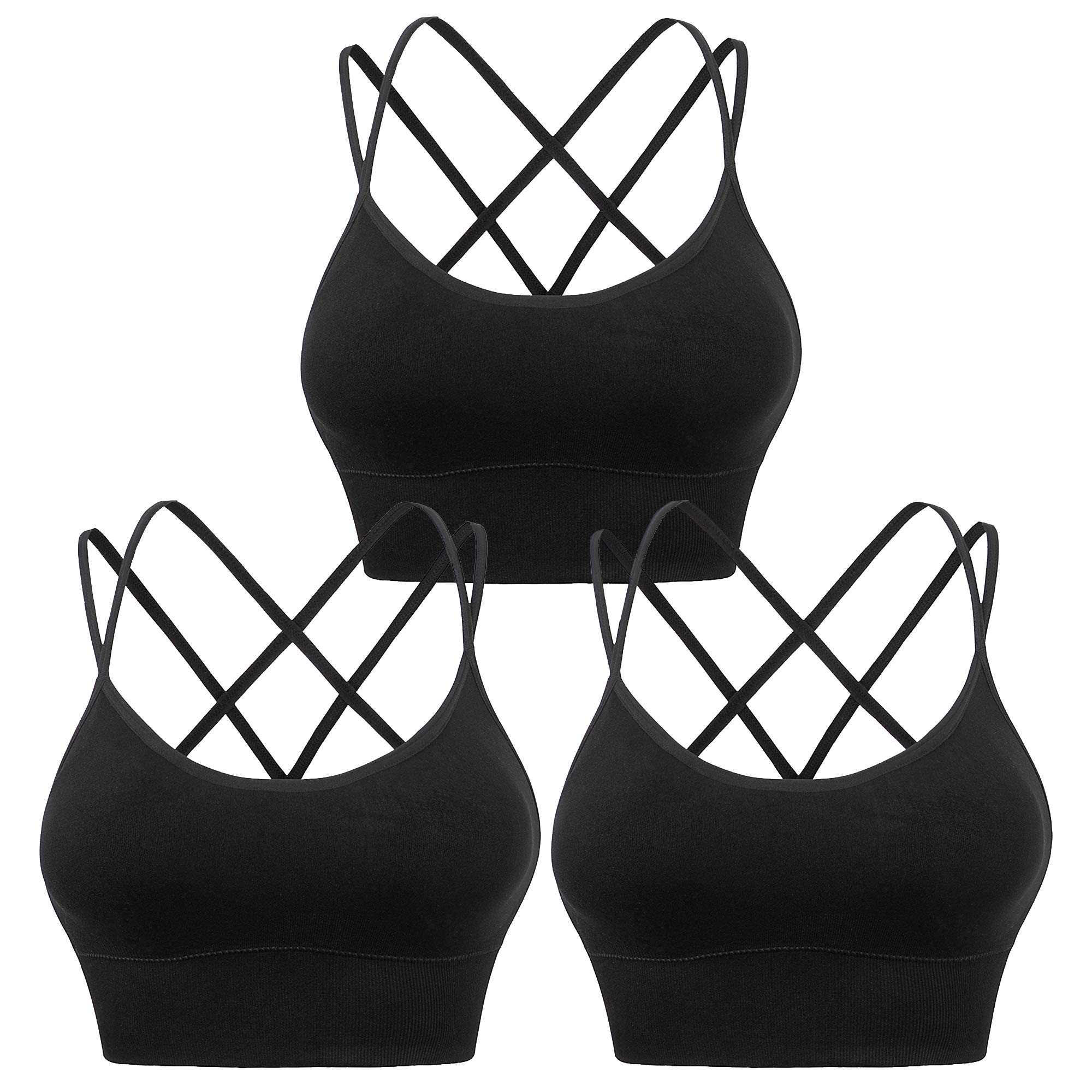 Sujetador deportivo entrecruzado con tiras para mujer, sujetadores sin costuras para niñas, sujetadores recortados acolchados para yoga, entrenamiento, fitness, almohadillas extraíbles de bajo