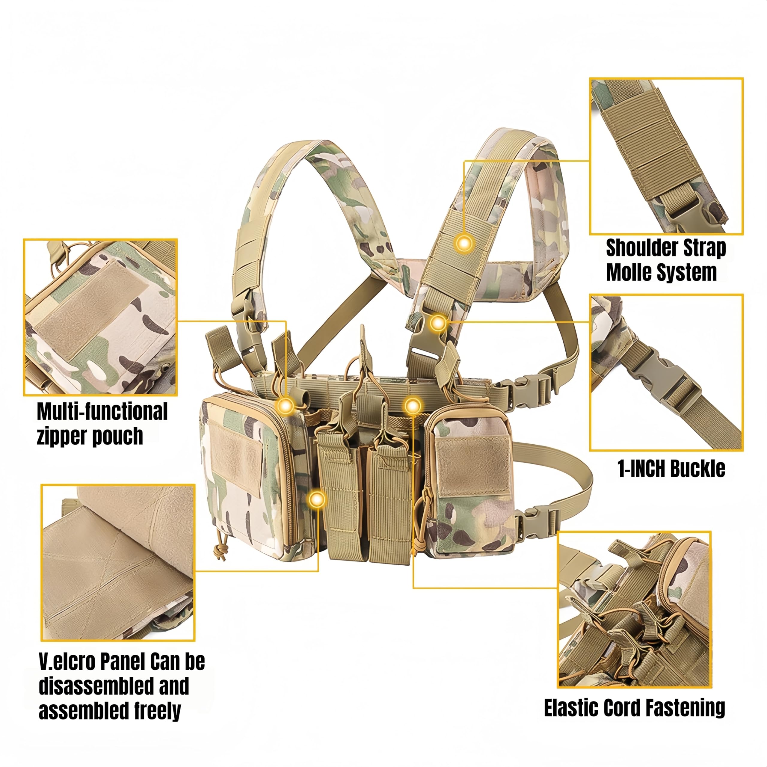 ACEXIER Taktische Weste Military Chest Rig Trägerwesten Airsoft Jagdausrüstung mit Molle Bag 5.56 Magazintasche