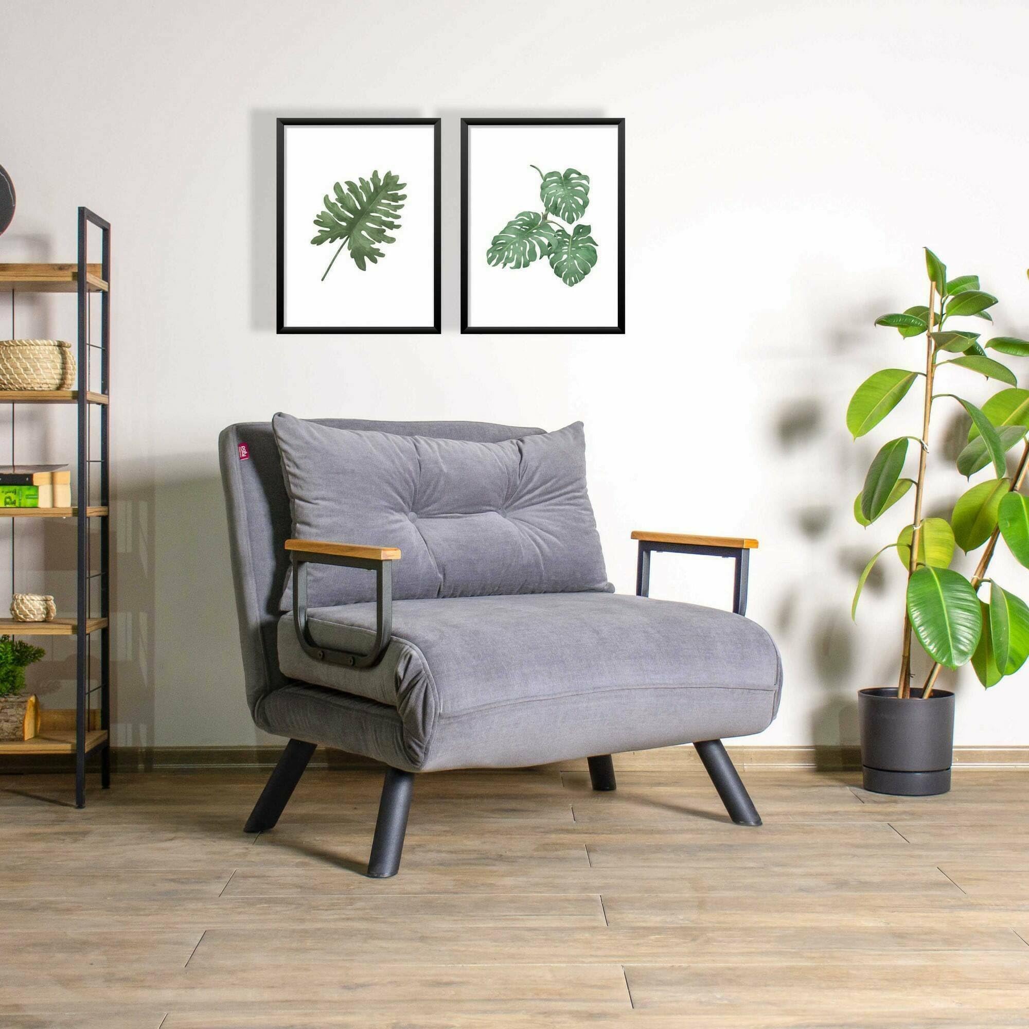Dmora - Sillón Quaoar, Asiento Acolchado, Sofá Individual en el salón, Silla con reposabrazos, 60x78 h78 cm, Gris