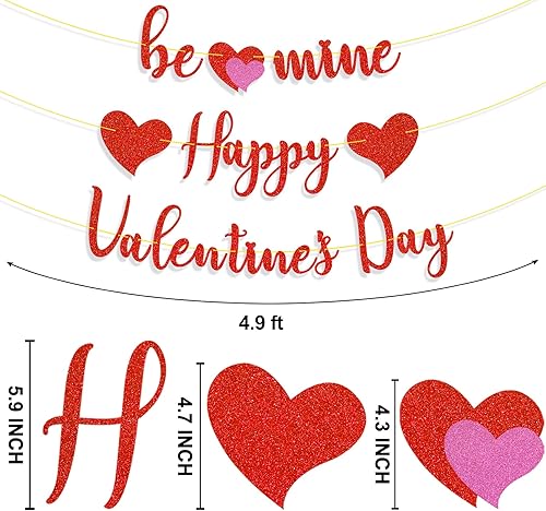 Miniatura 3 de Gifloon Cartel de feliz día de San Valentín, pancarta con texto en inglés "Be Mine" para decoraciones del día de San Valentín, decoración de fiesta