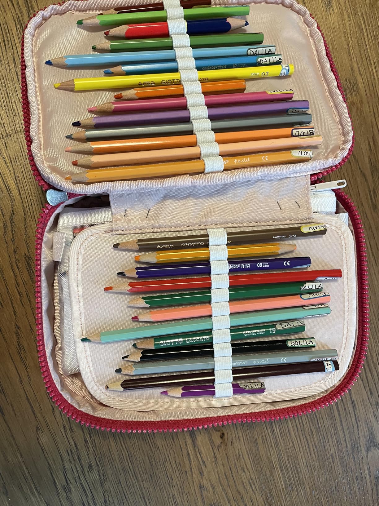 Espaço interno estojo 100 pens cheio