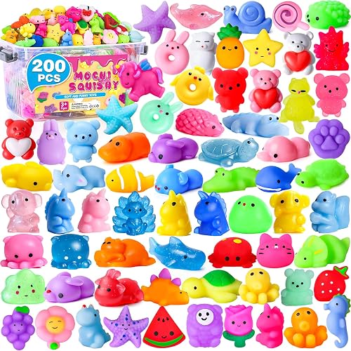 VISCOO 200 Pack Squishy Toys, Mochi Squishy Bulk, Kawaii Squishies for Kids