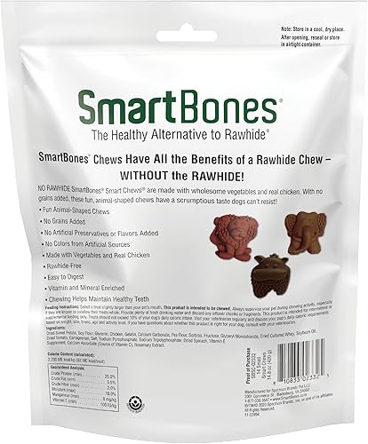 Miniatura 2 de Smart Chews de SmartBones - Bocadillos masticables sin piel cruda para perros, golosinas en forma de safari hechas con pollo real