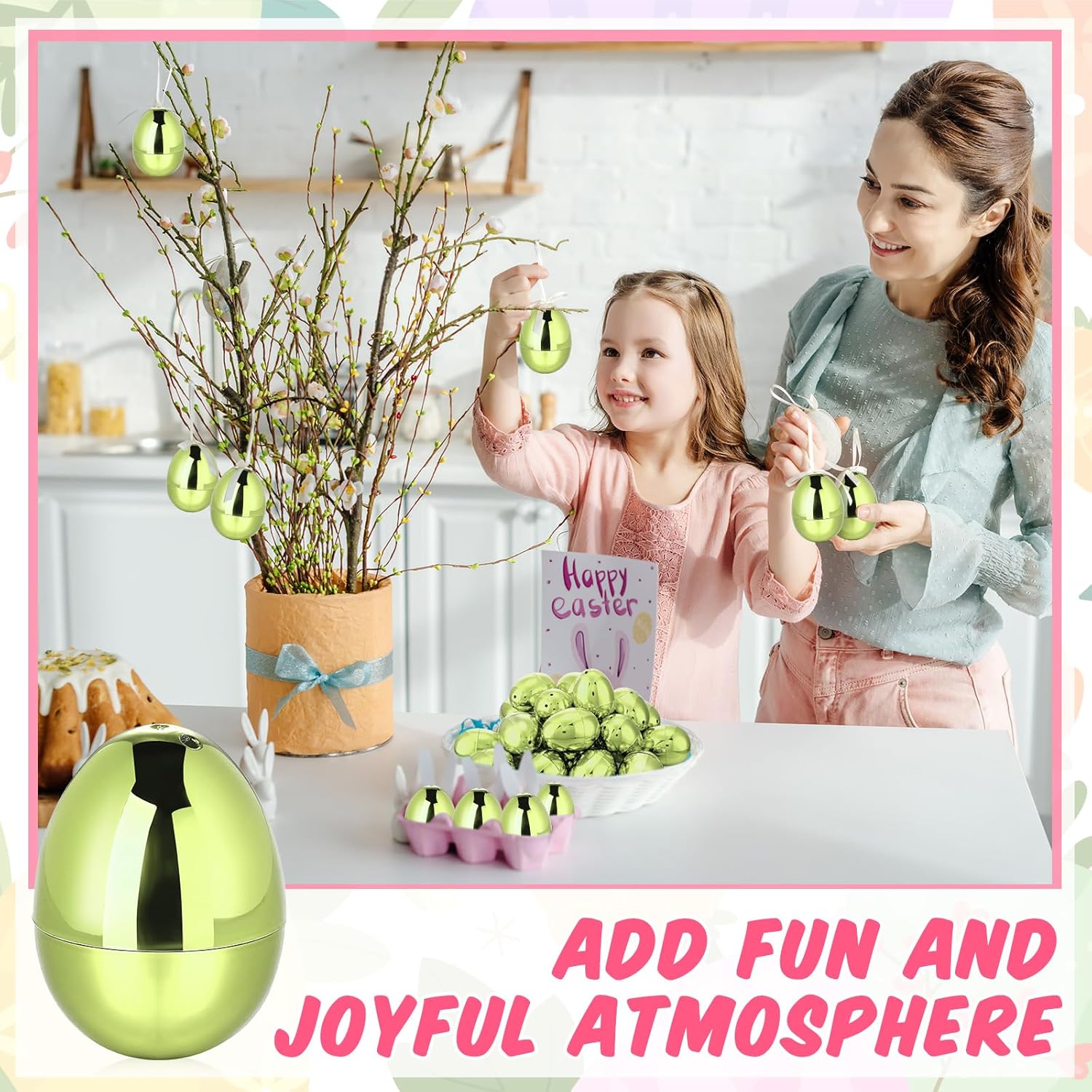 36 Pcs Fillable Easter Eggs 2.36 Inch Easter Eggs with Hinge Plastic Empty Eggs for Easter Egg Hunt Basket Stuffers Easter Theme Decorations (Light green)