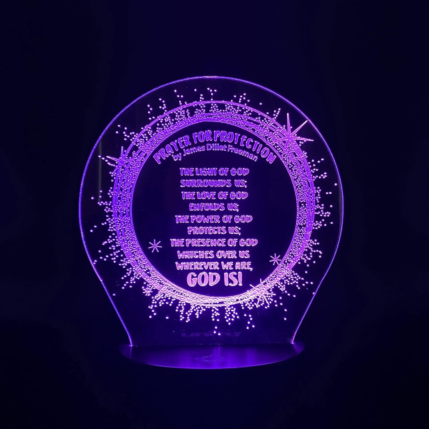 Prayer for Protection Night Light - 3D Decor lamp for Children and Adults, Optical Illusion Bedroom nightlight, Keepsake Gift, Color Changing Hologram LED Lamps