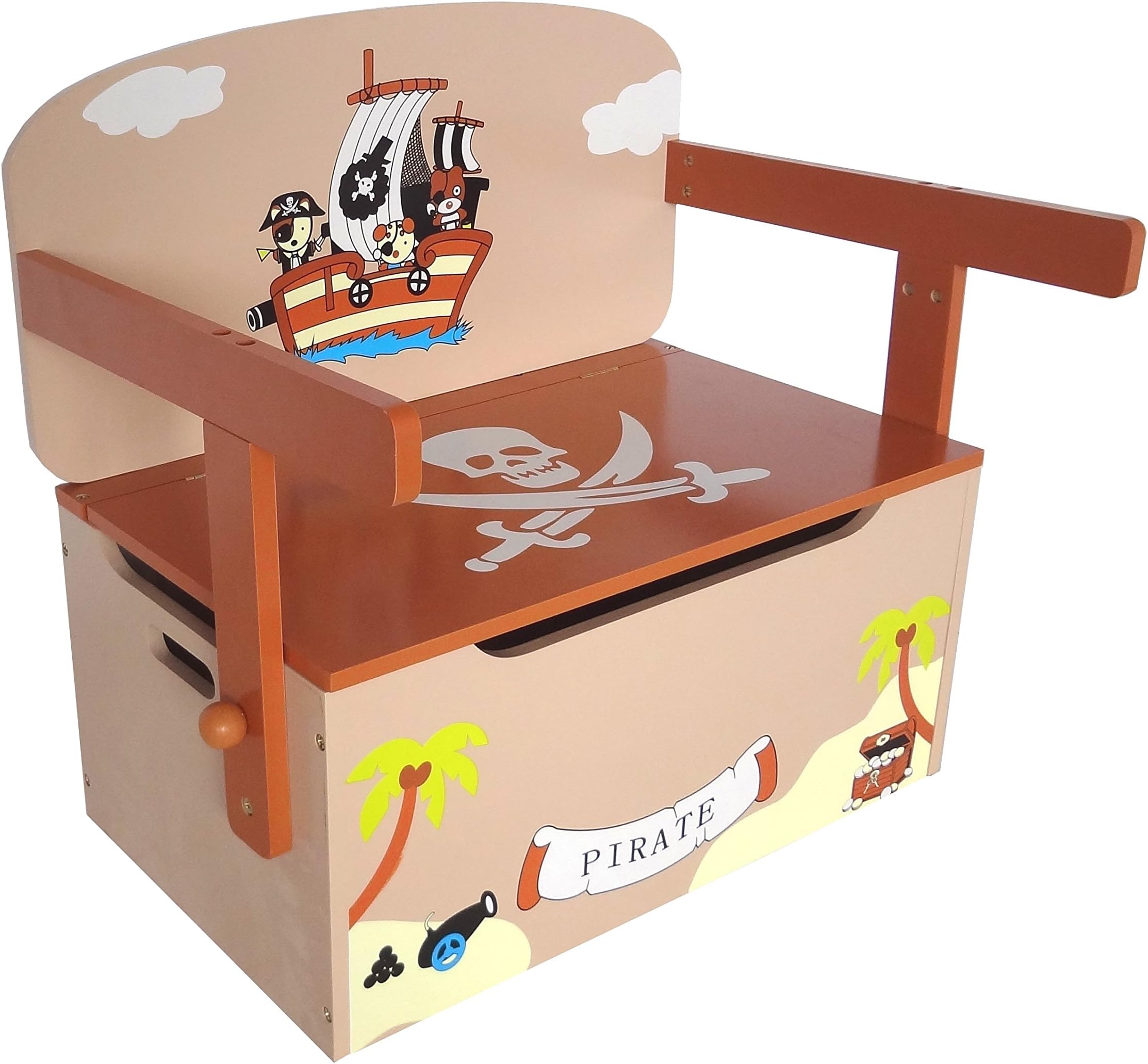 Kiddi Style Children's Pirate Wooden Convertible Toy Box