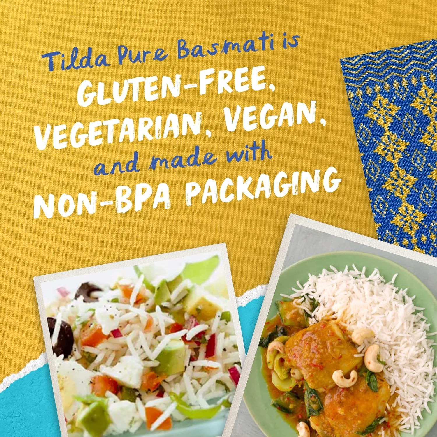Tilda Pure Original Basmati Reis, 1er Pack (1x22kg) - Langkörniger Premium-Reis aus den Ausläufern des Himalayas, perfekt für orientalische Gerichte und Beilagen with Kajal sticker