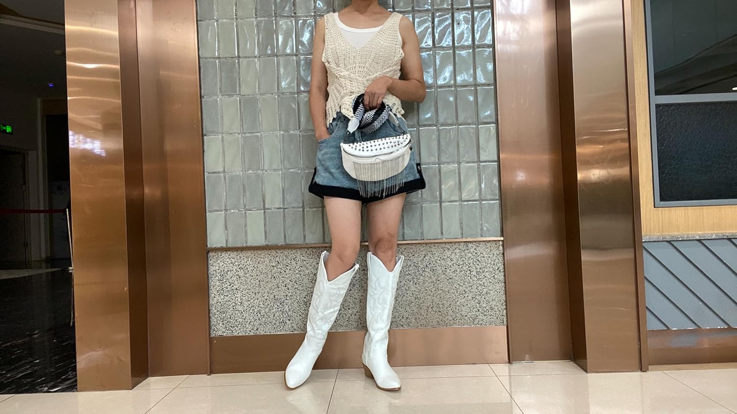 Women's Silver Glitter Sparkle Cowboy Boots