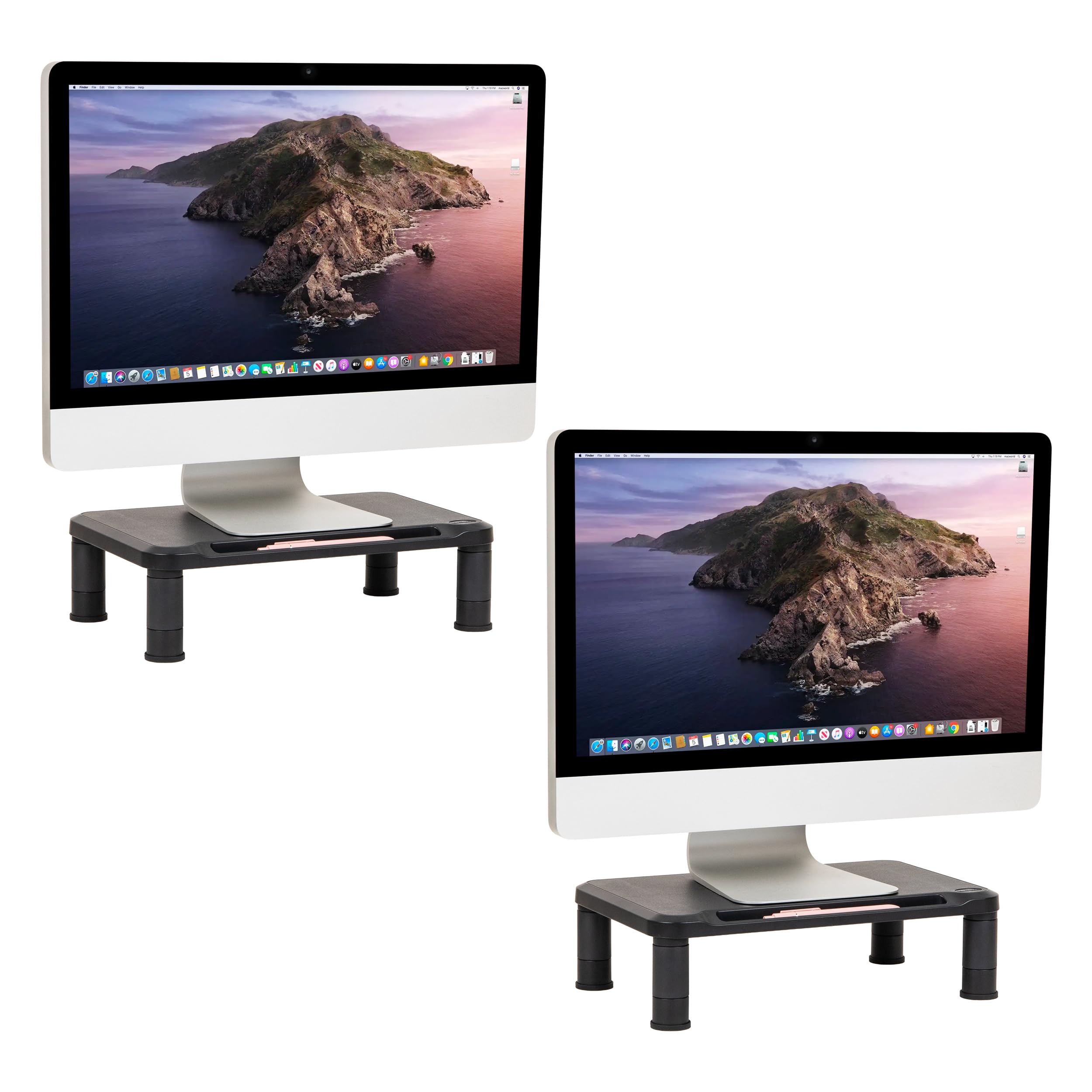 Mind Reader Monitor Stand Height Adjustable Laptop Computer Riser Office 15L x 9 5W x 4 25H Set