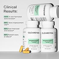 Vista 5 de CLEARSTEM - MINDBODYSKIN Suplemento hormonal para el acné (sin 5-HTP) - Suplemento DIM natural - Vitaminas para el cuidado de la piel - Equilibrio