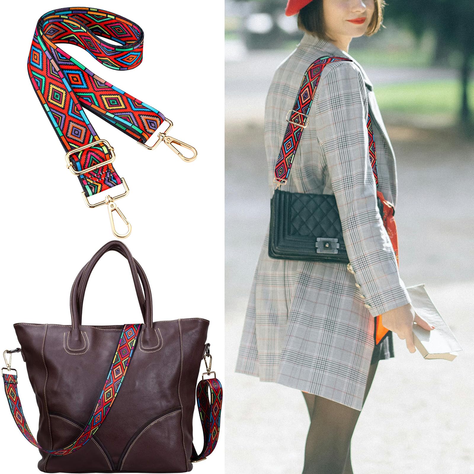 Bandoulière Pour Sac à Main - Lot De 4 Sangles Ajustables Remplacement, Toile De Coton Large Et Confortable