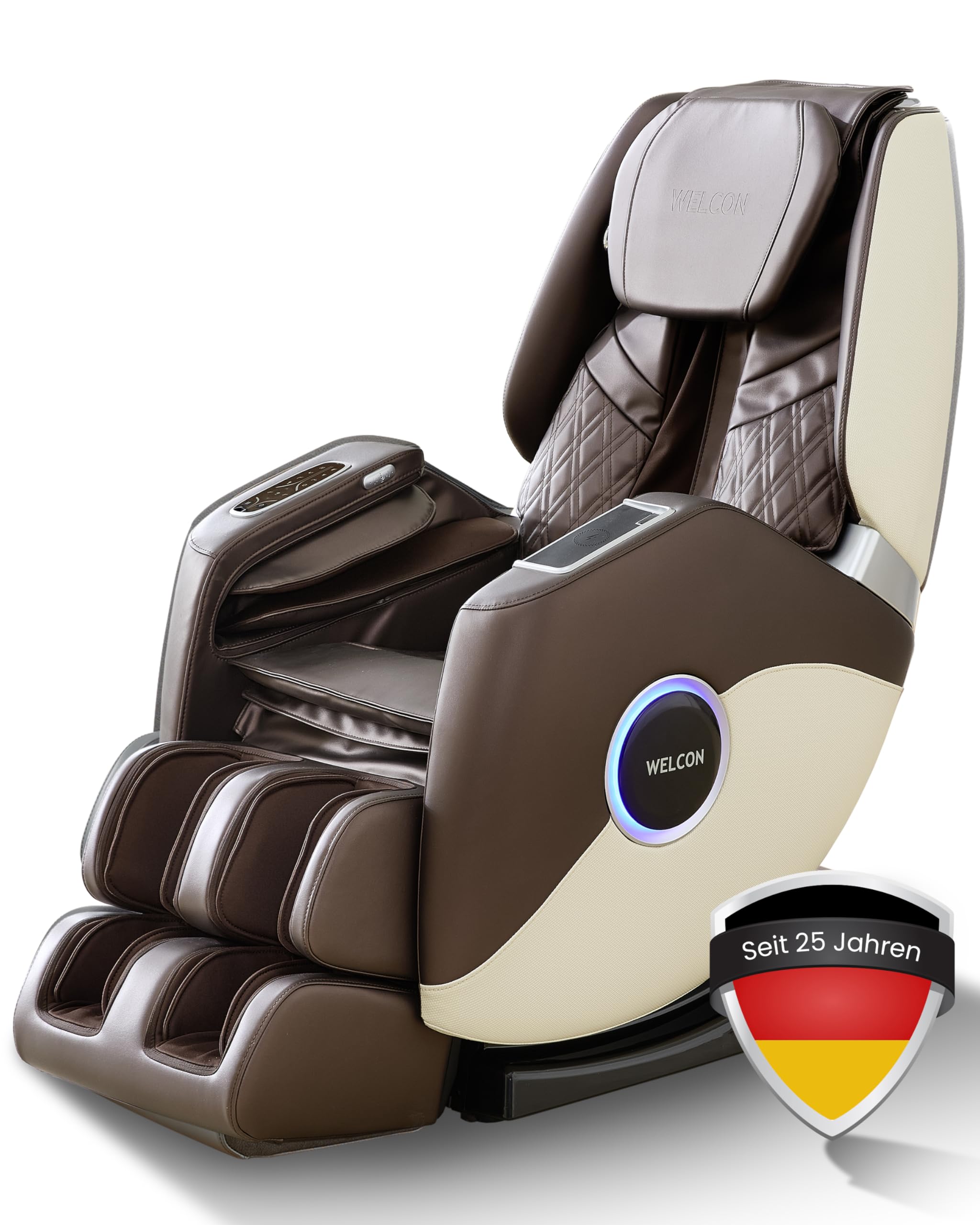 WELCON EASYRELAXX Plus 4D Massagesessel elektrisch Beige-Braun – Zero Gravity Relaxsessel mit Wärmefunktion, induktivem Laden & Ganzkörpermassage