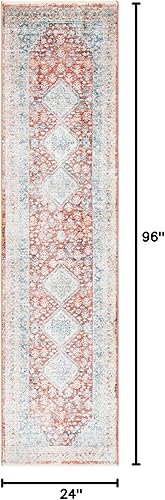 Miniatura 2 de Unique Loom Newport Collection - Alfombra de área - Rosecliff (Runner 2' 0" x 8' 0", rojoazul claro)