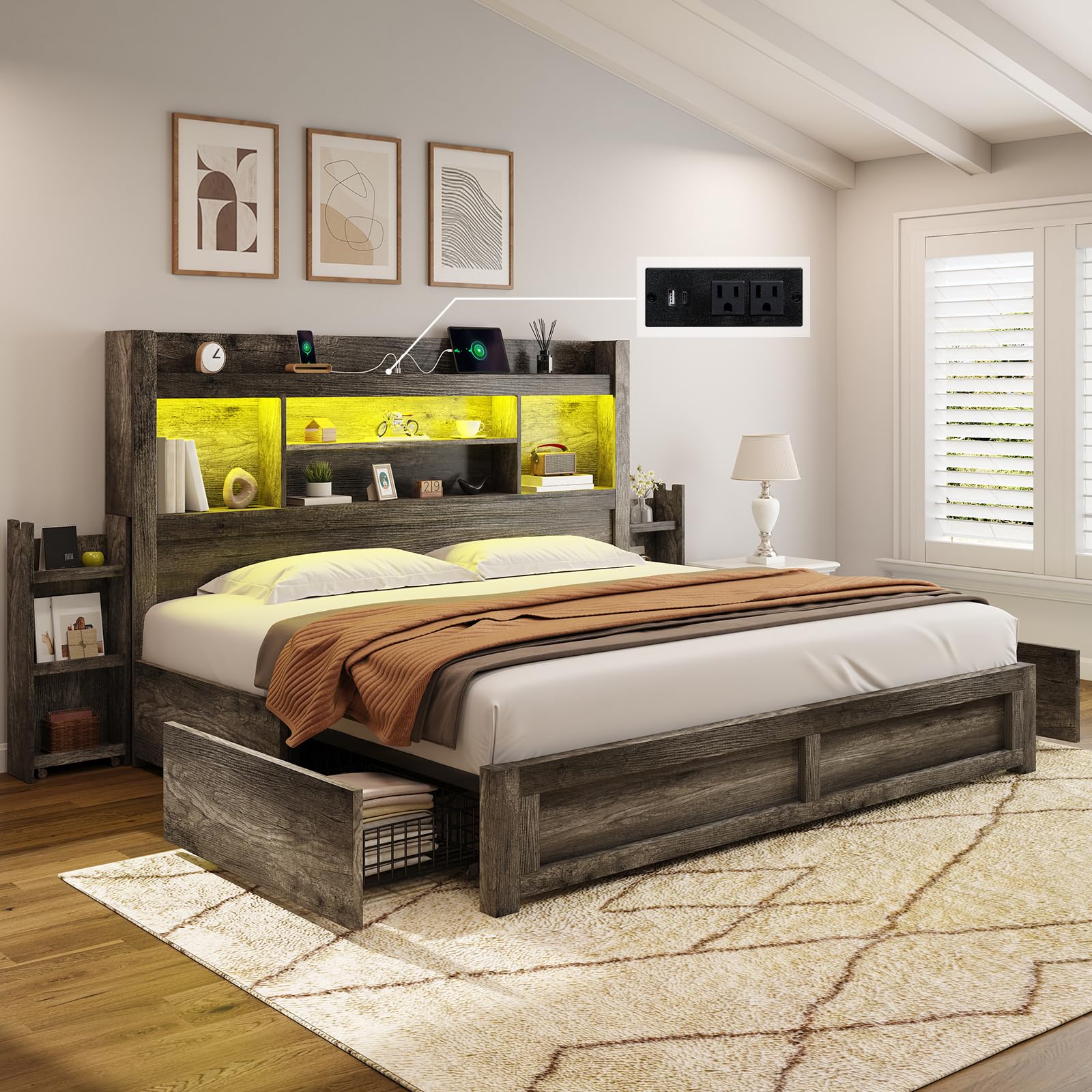 AMERLIFE King Size Bed Frame