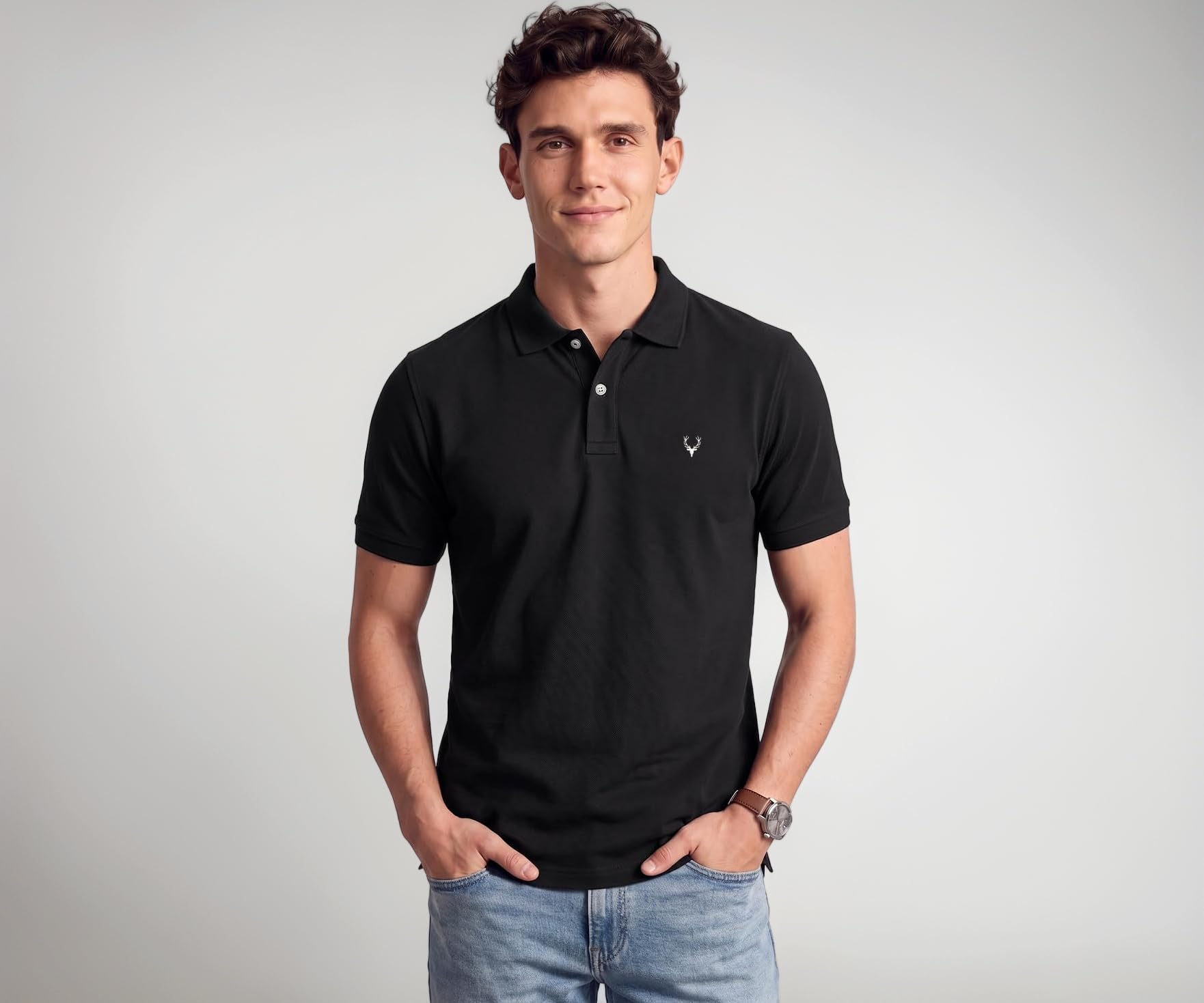 Men’s Polo T‑Shirt | Comfortable Rich Cotton Blend, Band Collar, Regular Fit | Stylish & Premium All Day Wear