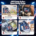 Burgkidz Blocs magnétiques Garçons Voyage : 48PCS Racing Magnetic Building Blocs dans 2-in-1 Cas de voyage en étain - N32 Les aimants restent en place sur les voitures Bumpy - Jouets de voyage sur route pour les garçons 3-8