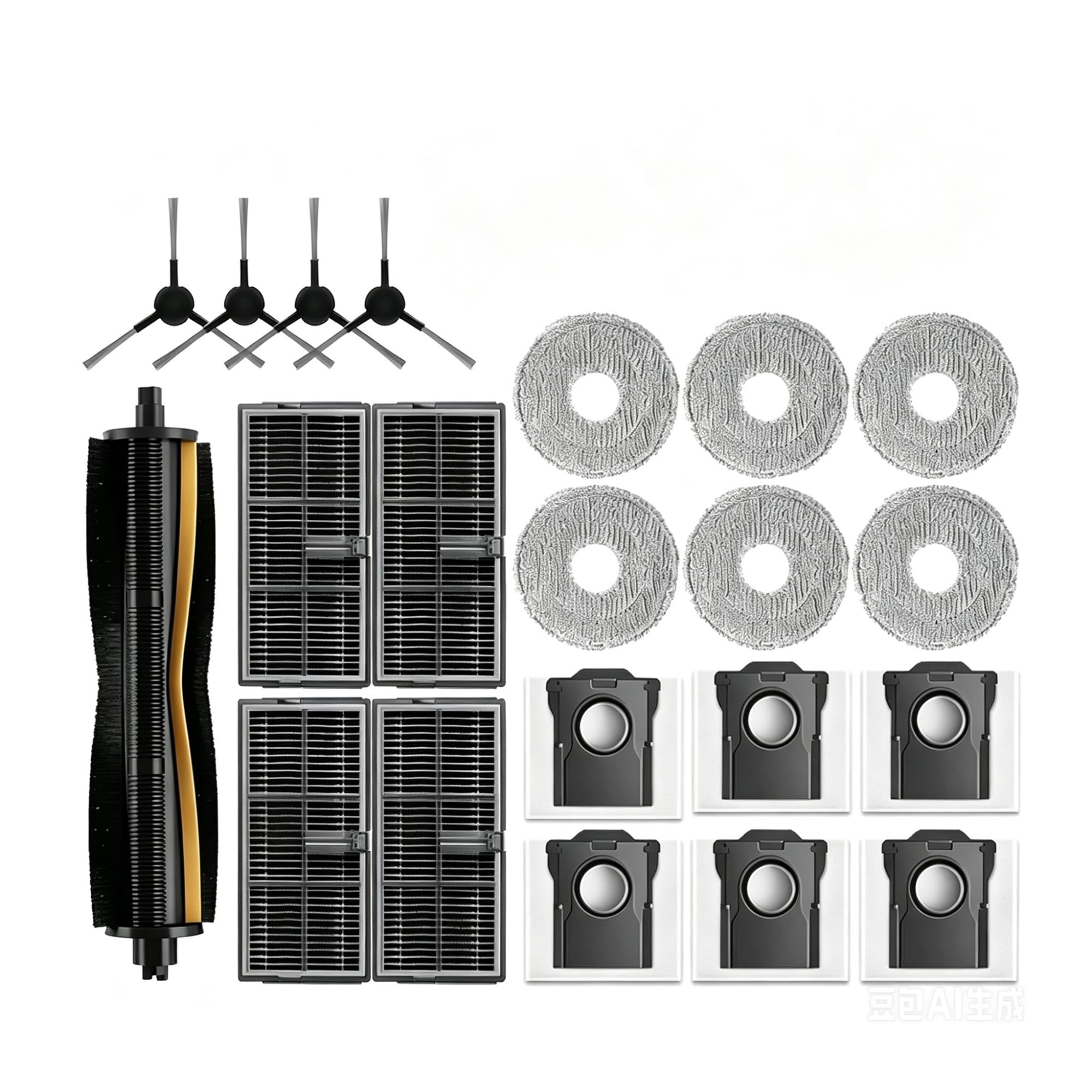 Paño De Fregona for Robot Aspirador, Compatible con Dreame, L40 Ultra Ae D20 UItra, Accesorios Completos for Aspiradora, Paños De Fregona con Cepillo Lateral Principal(Set 4)