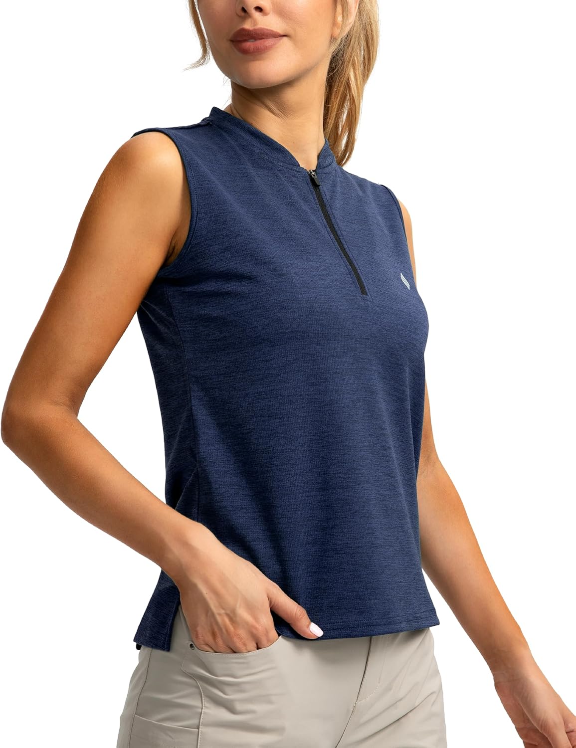 SANTINY Women's Sleeveless Golf Shirt Zip Up Tennis Lightweight Quick Dry Tank Tops Polo Shirts for Women - Image 5