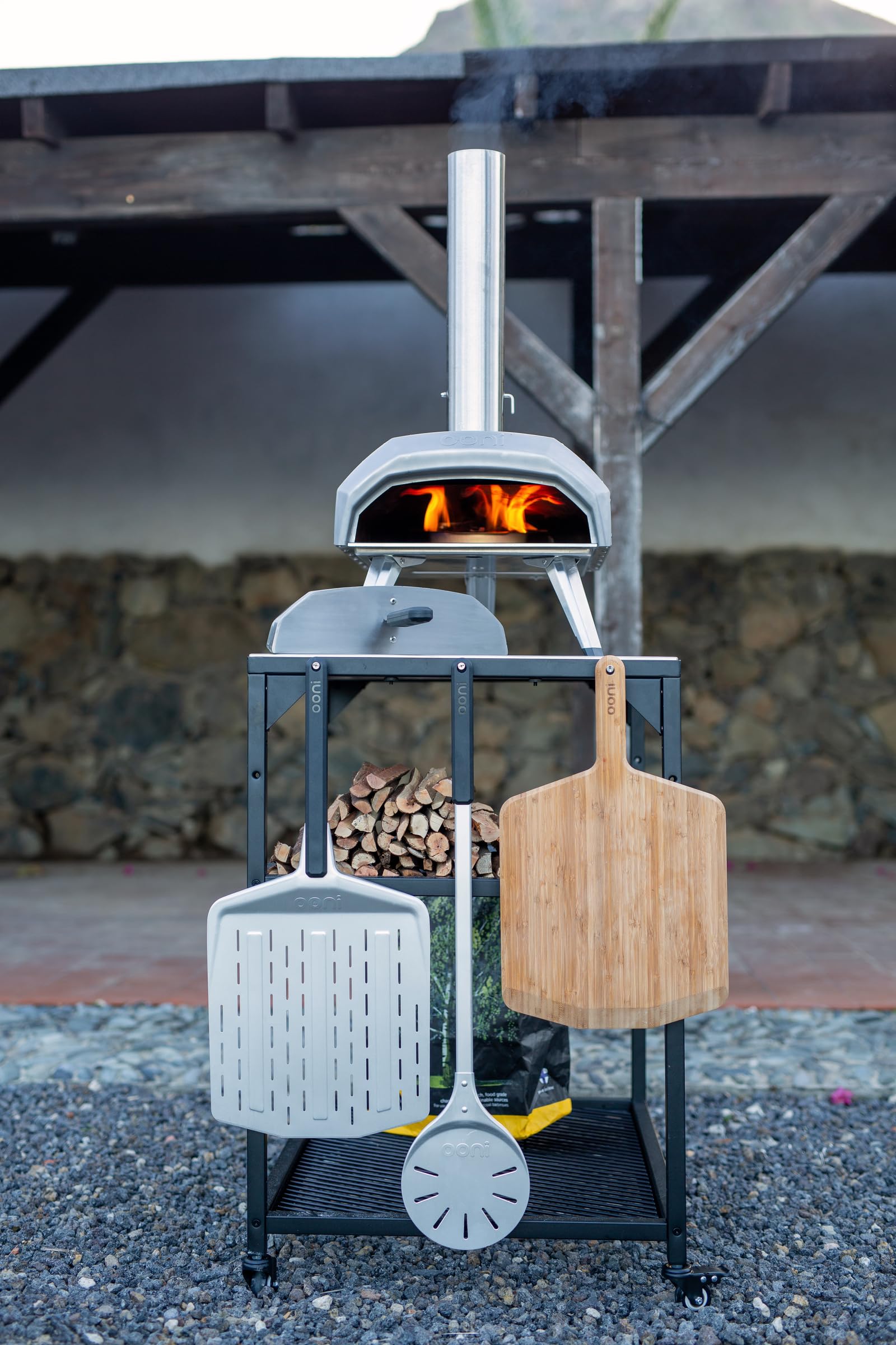 Outsunny Forno per Pizza e Barbecue a Carbone Portatile in Acciaio con