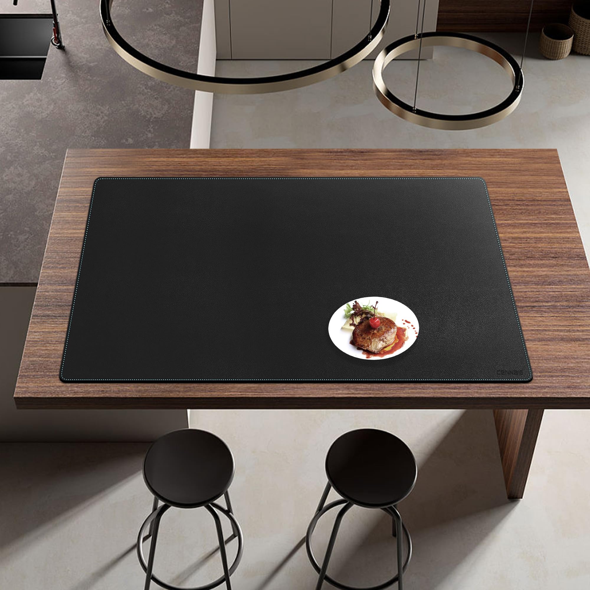 CENNBIE Tappetino da scrivania in pelle, 140 x 90 cm Tappetino per mouse, sottomano scrivania impermeabile in pelle PU per scrivania, ufficio e casa (Nero)