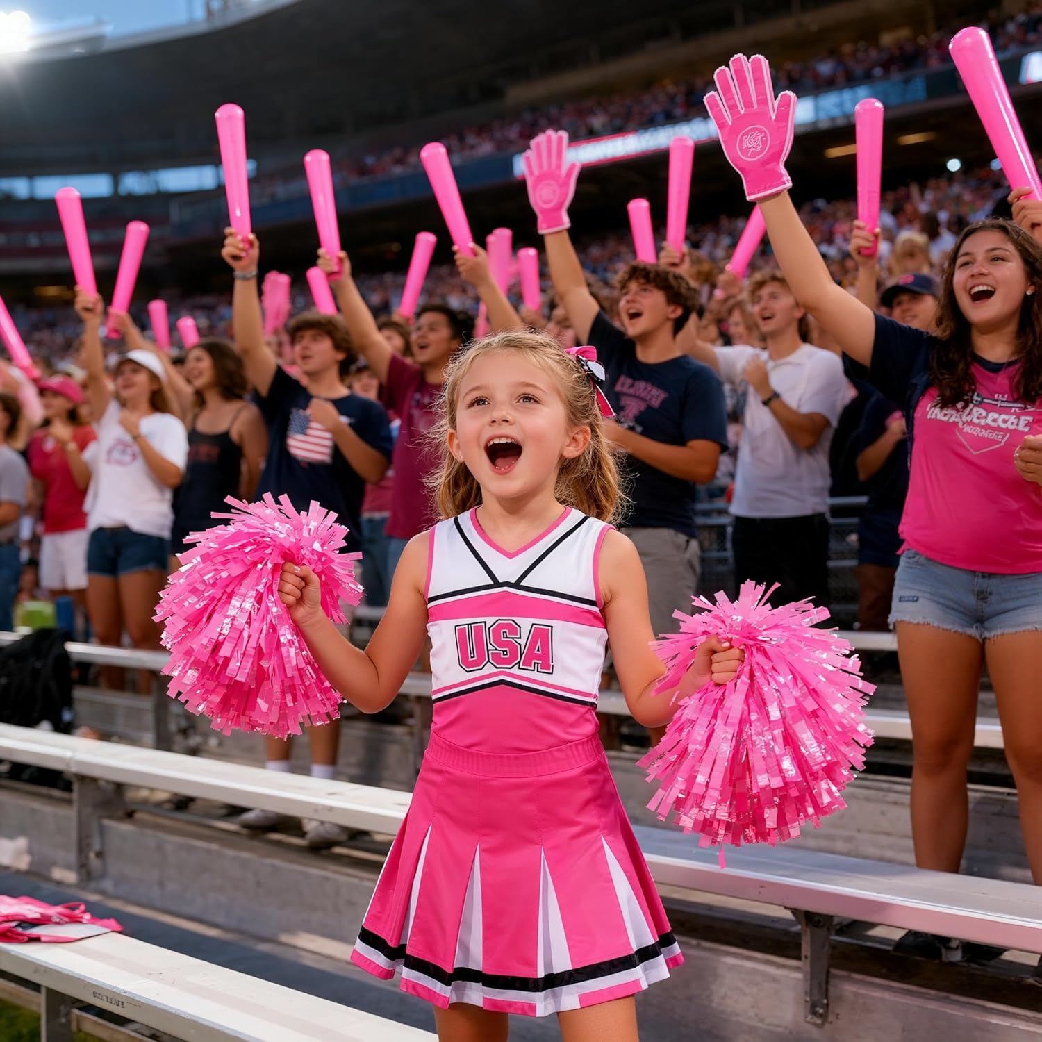 Toddler Cheerleader Costume for Girls Pink Cheer Uniform for Kids, Cheerleading Practice Outfit for Halloween Gifts - Image 4