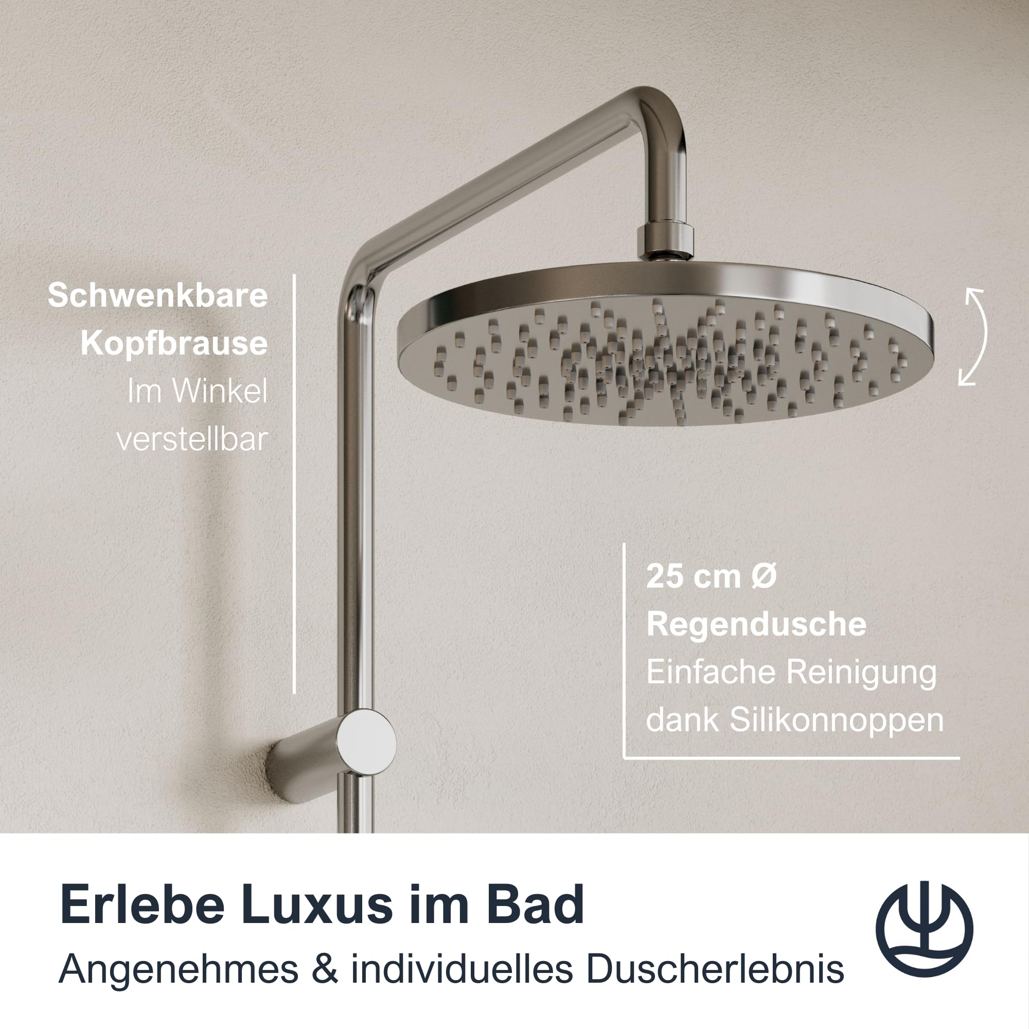 KLUDI -X1 6906705-81 system prysznicowy z głowicą i słuchawką prysznicową, termostatem Dual Shower System, chrom, montaż ścienny, armatura termostatyczna, głowica prysznicowa Ø 250 mm, 3 rodzaje