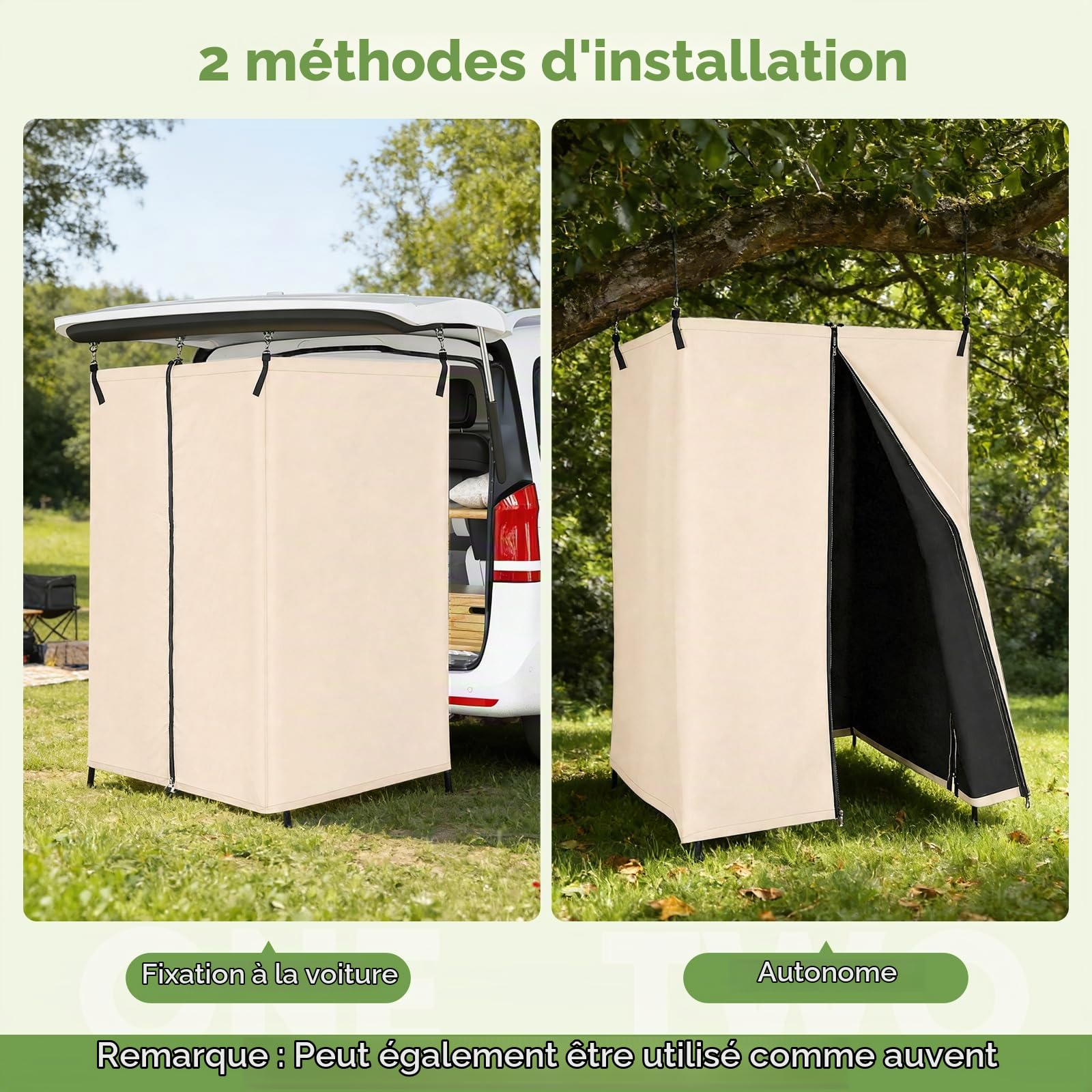 Tente de Douche pour hayon de Voiture, Vestiaire extérieur, Rideau de confidentialité Suspendu 210D, Tente de confidentialité Portable, Convient pour Le Camping, la Plage, Les Voyages