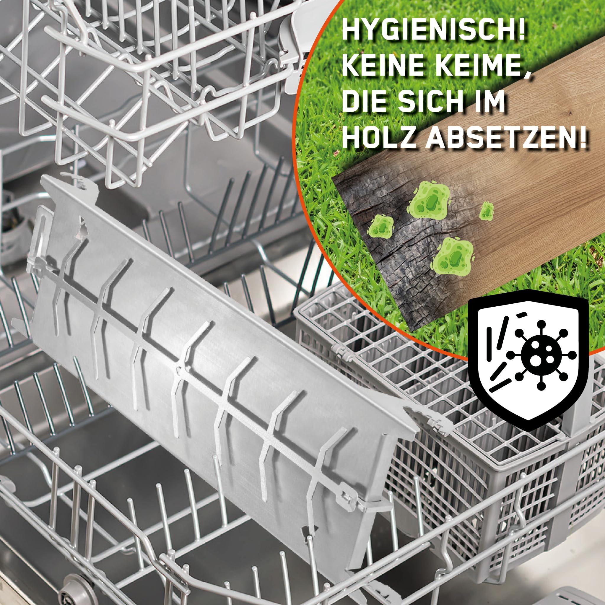FENNEK Edelstahl Flammlachshalter für Feuerschalen & Kugelgrills | mit speziellem Spannmechanismus- Keine Schrauben nötig | 180° drehbar | Perfekte Alternative zum Flammlachsbrett | Made in Germany