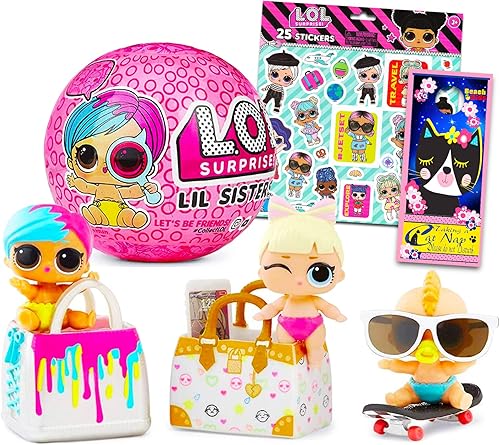 LOL Surprise Lil Sisters Mystery Toys - Decoraciones de fiesta LOL 5 Lol Doll Mini juguetes y accesorios más calcomanías de muñeca LOL y más (LOL