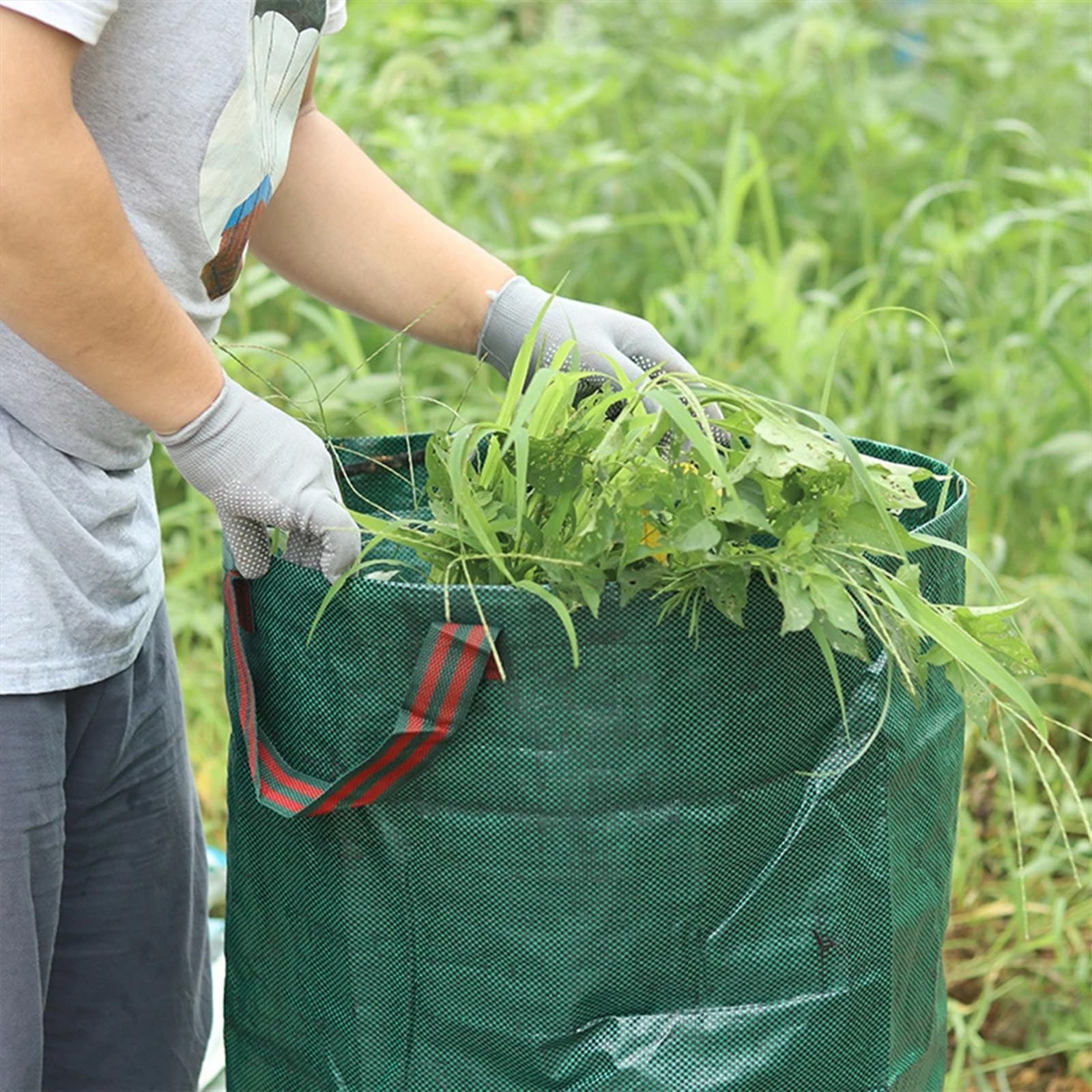 Bolsas de basura de jardín de gran capacidad, contenedor reutilizable para recoger residuos de patio para hojas y escombros, 272 L (67 cm x 76 cm), solución de almacenamiento de jardín resistente