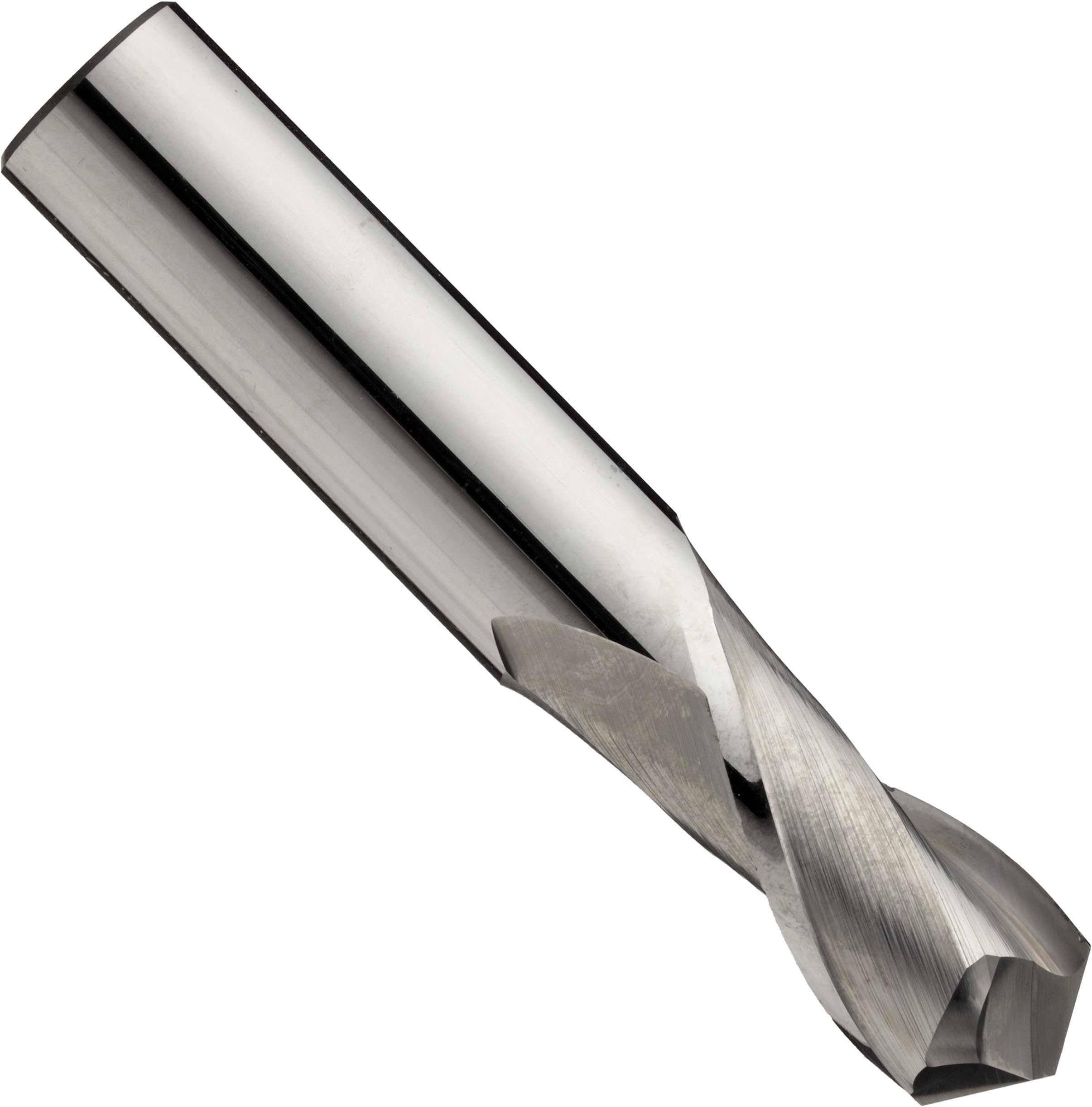 8092 Carbide Drill Mill, Inch and Metric, Uncoated (Bright) Finish, 60 Deg Point Angle, 2 Flutes, 2-3/4" Overall Length, 8.0mm Cutting Diameter, 10mm Shank Diameter