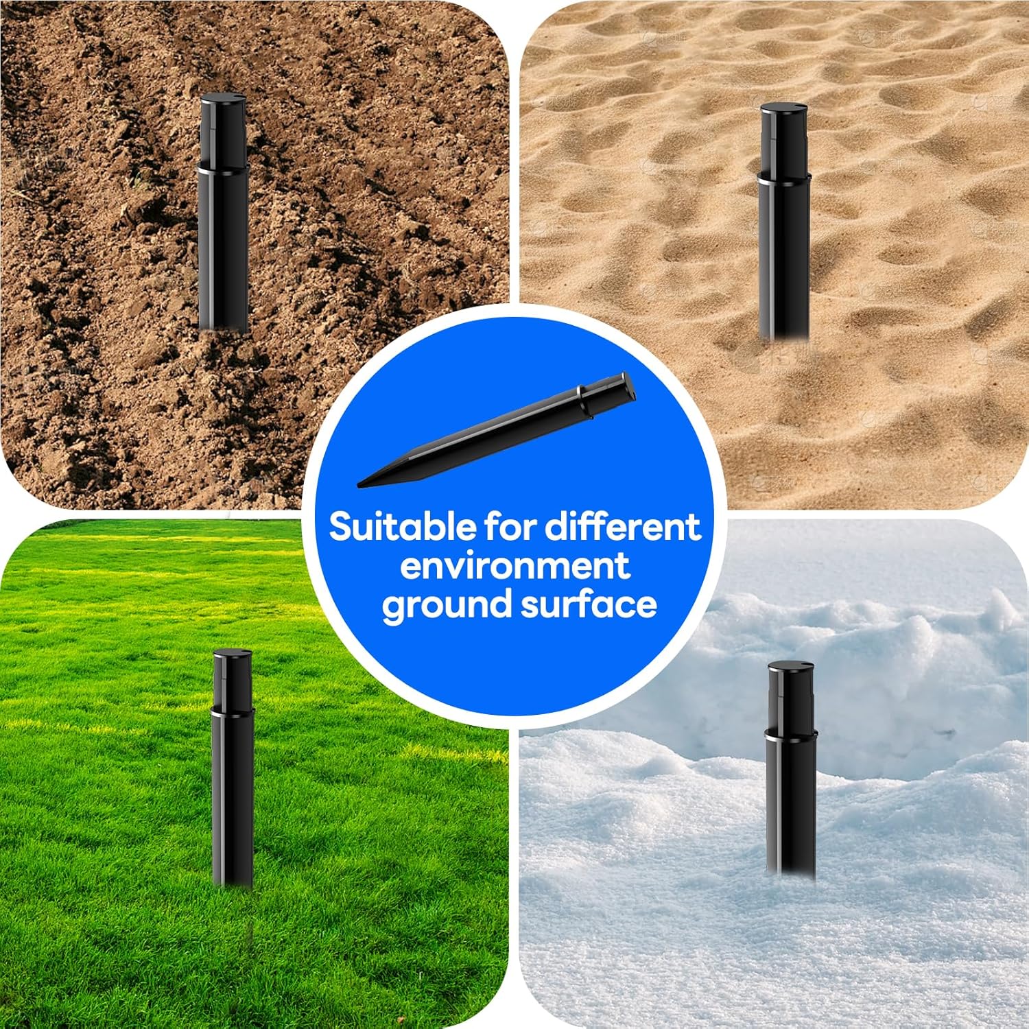 8 Pack Reinforced Ground Stakes, 0.83" x 8.27" Solar Lights Spikes, ABS Plastic Replacement Nails for Solar Pathway Lights Spot Lights Torch Lights Garden Lights - Image 4