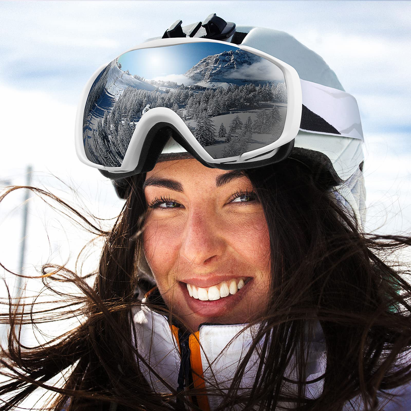 OutdoorMaster Maschera Sci Modello Classic OTG - Lenti Anti-Appannamento e Protezione UV400 - Compatibile con Casco e Occhiali da Vista