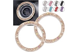 ToBeQueen Rose Gold Push Start Button Bling Ring Emblem Sticker 2Pcs Girly...