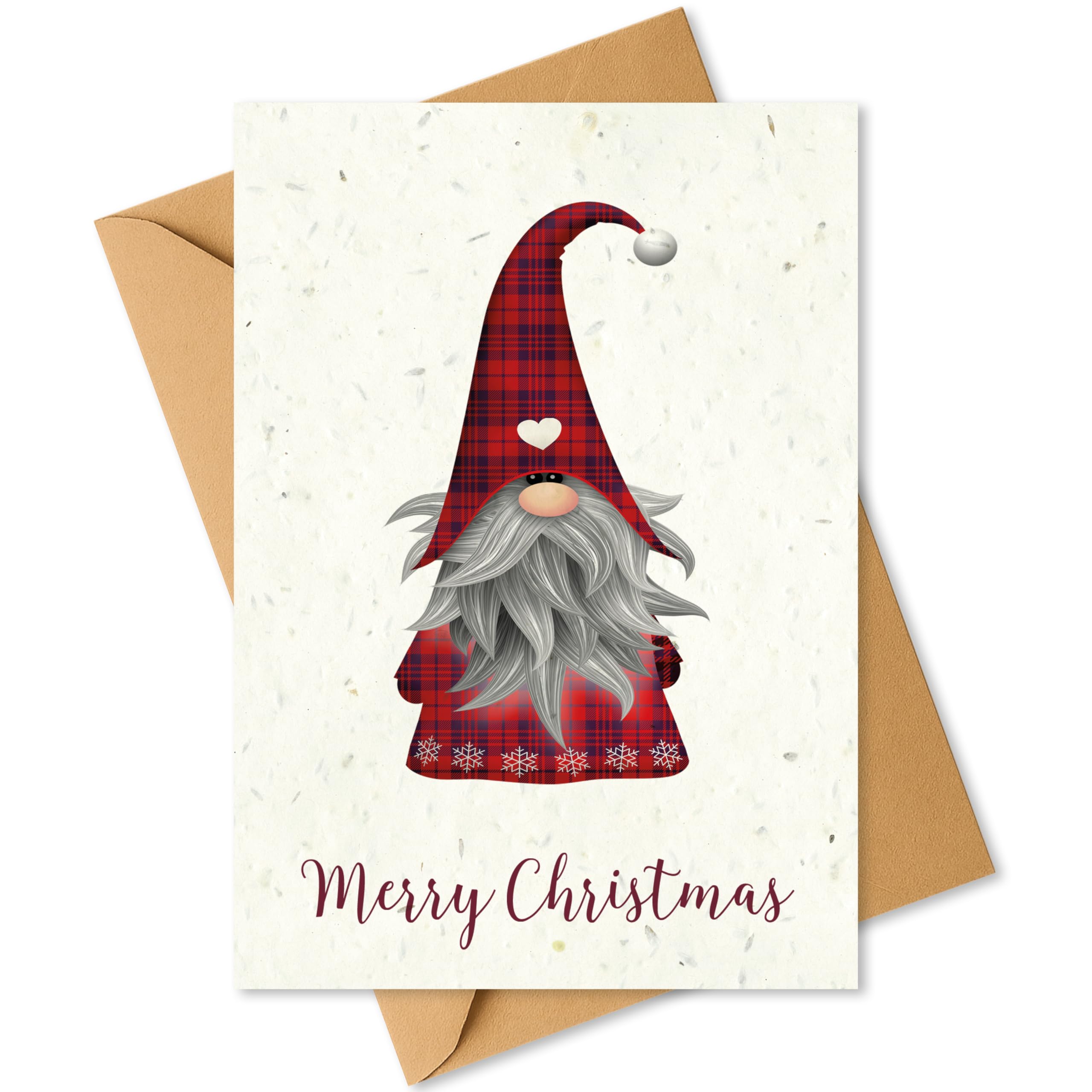 Plantable Christmas Card with Gnome – Eco Friendly Biodegradable Seed Paper Greeting Card, Sustainable Gift, Zero Waste Merry Christmas Card for Friends & Family